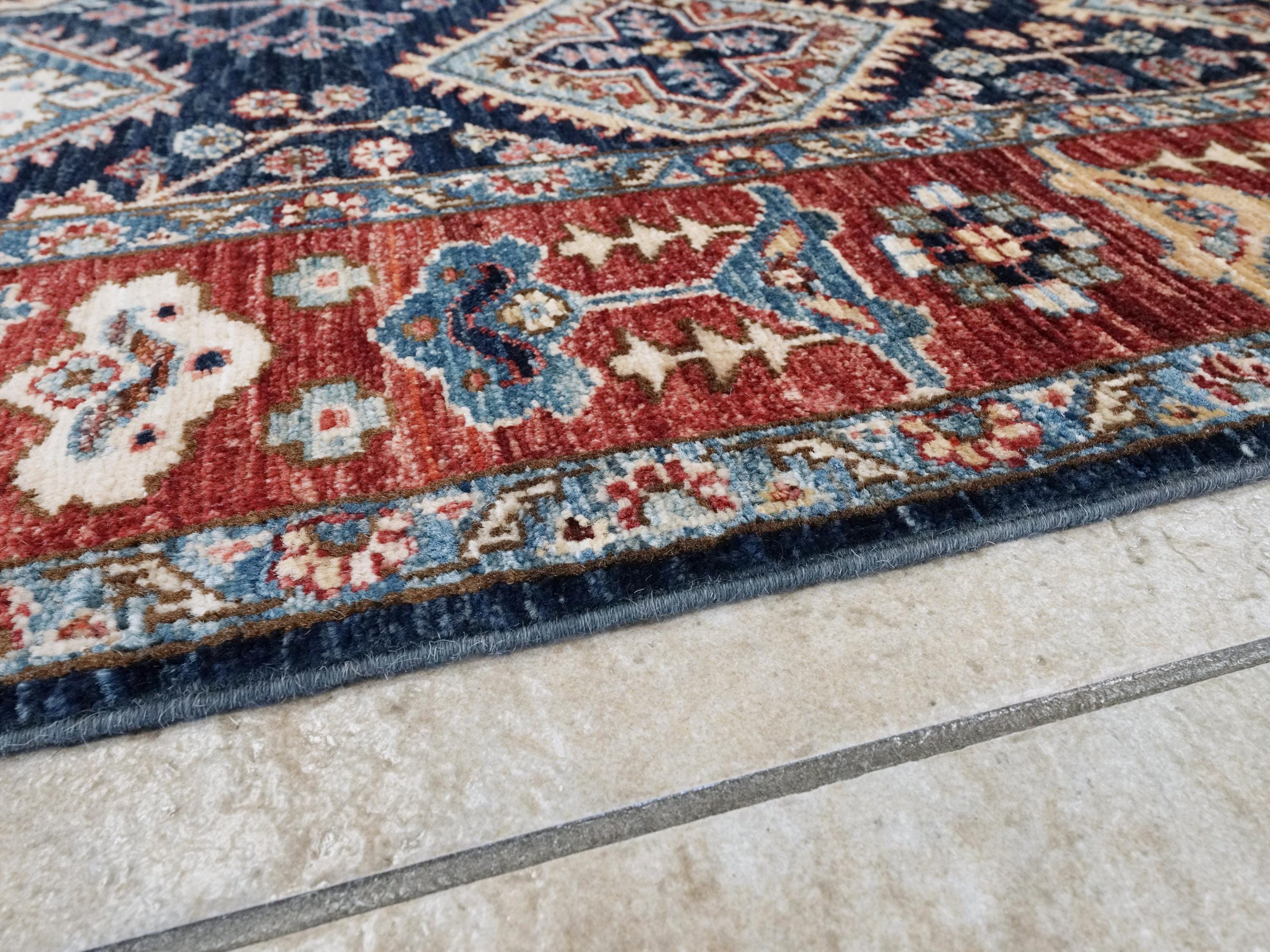 6x9 Ft Blue & Red Heriz Rug - Oriental Area Rug - Persian Design