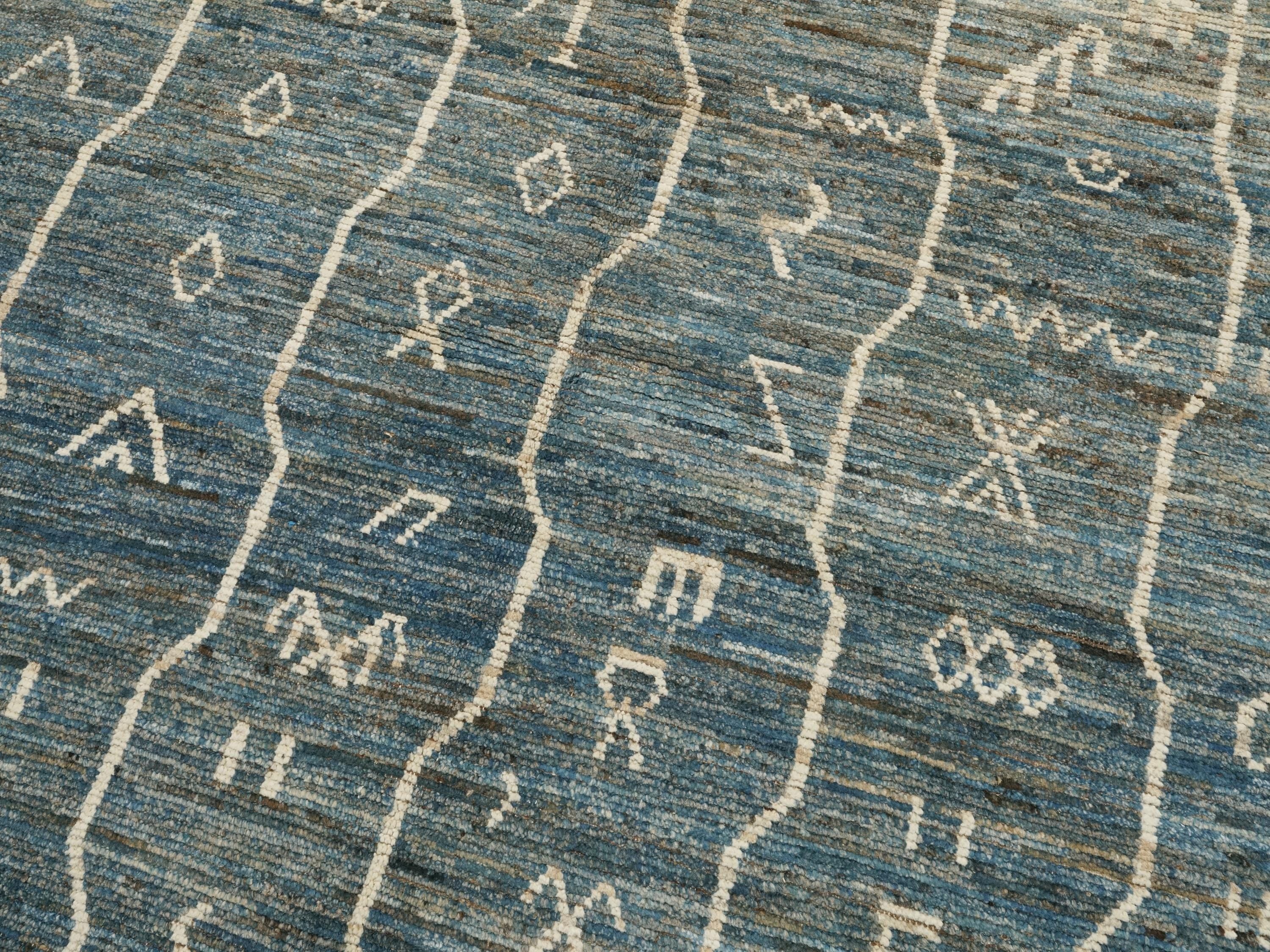 7x7 Ft Blue Moroccan Rug - Wool Square Rug