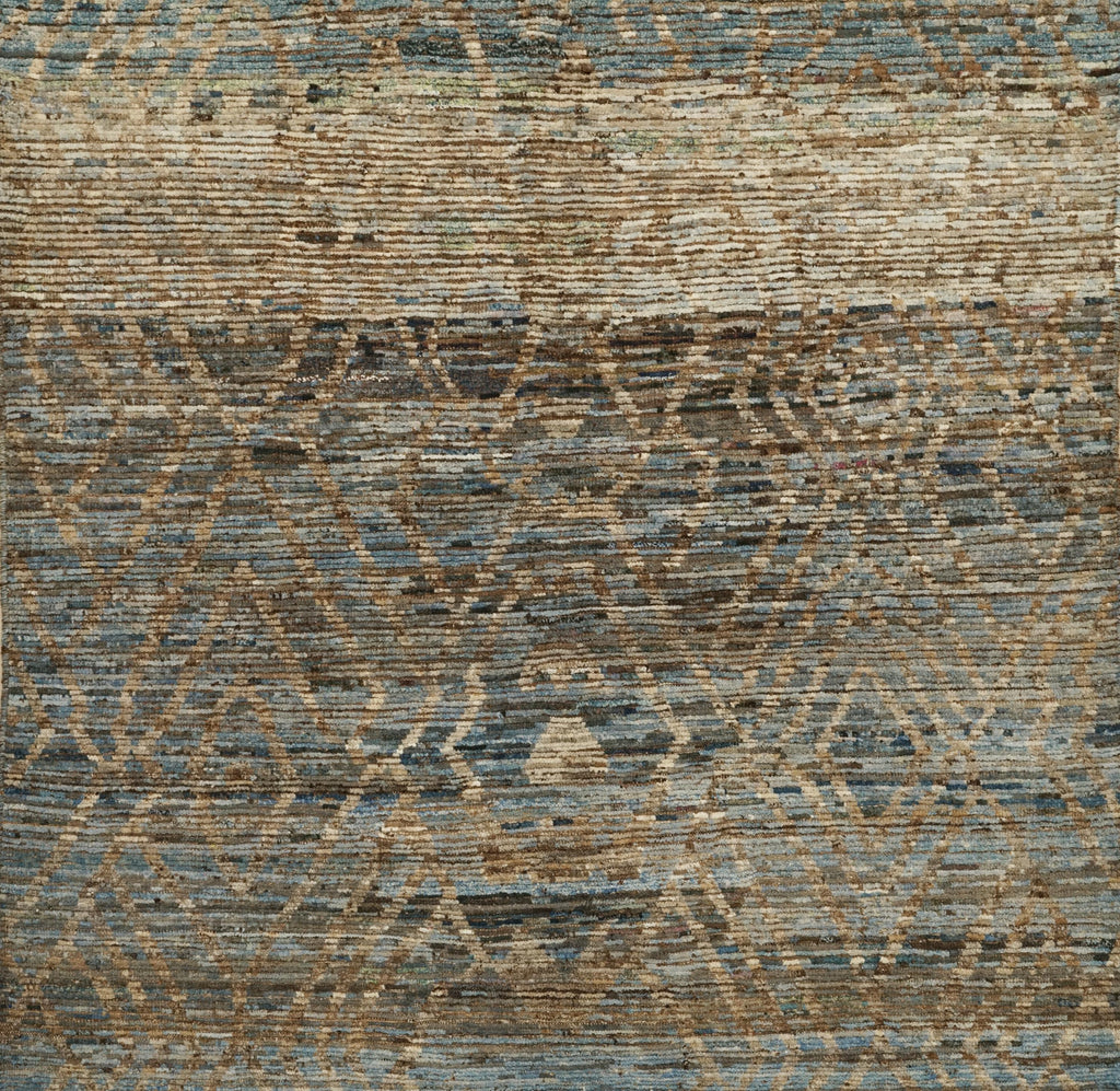 7x7 Ft Blue Moroccan Rug - Afghan Handmade Square Rug