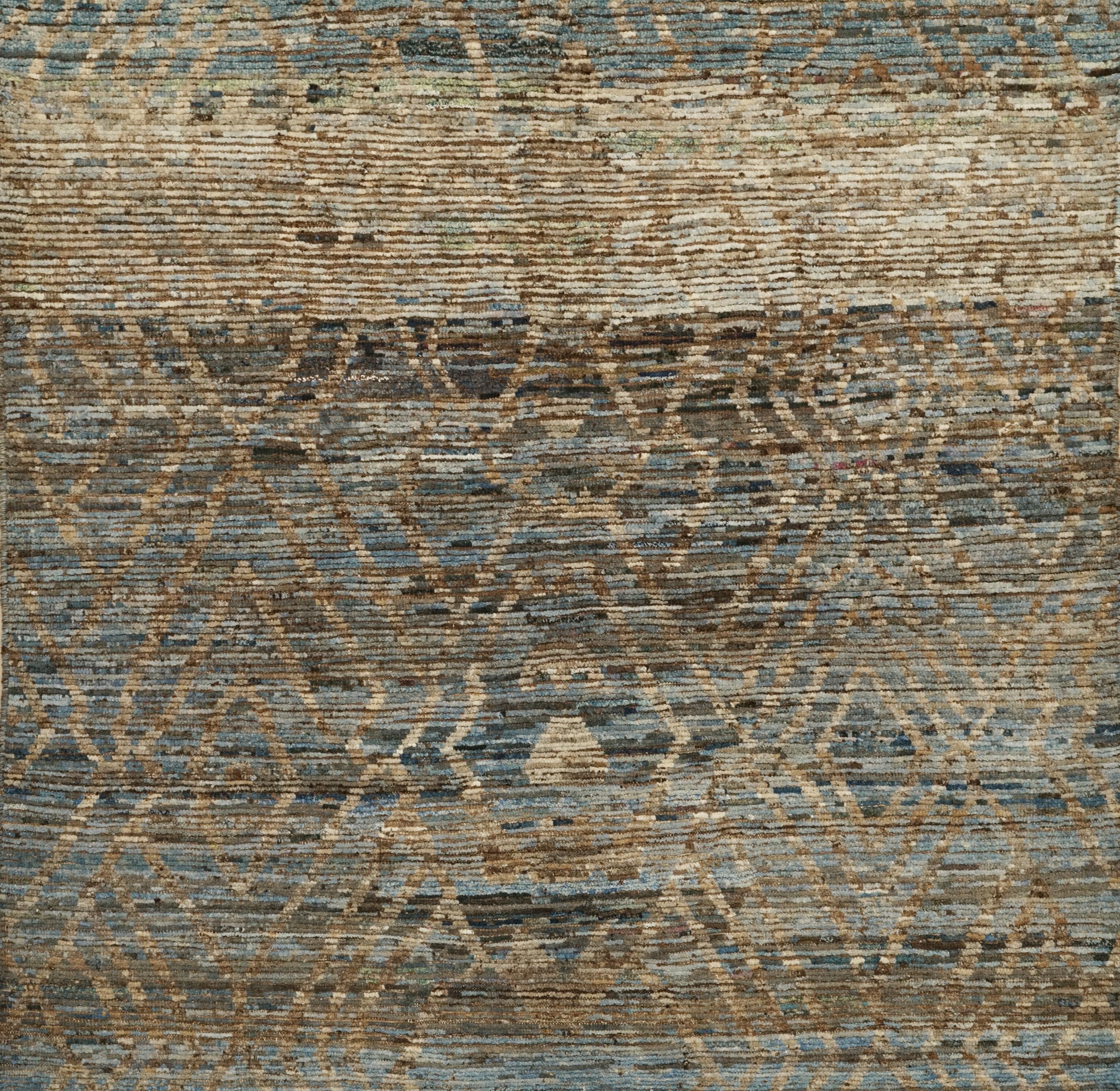 7x7 Ft Blue Moroccan Rug - Afghan Handmade Square Rug