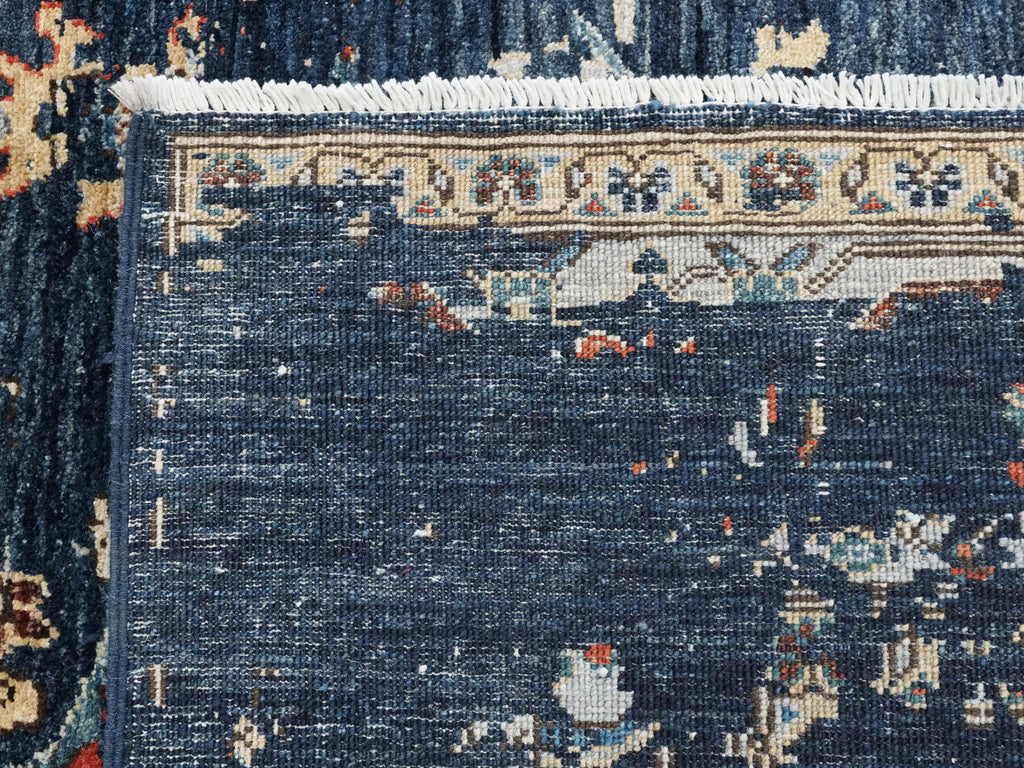 6x9 Ft Blue Serapi Rug - Hand Knotted Afghan Area Rug