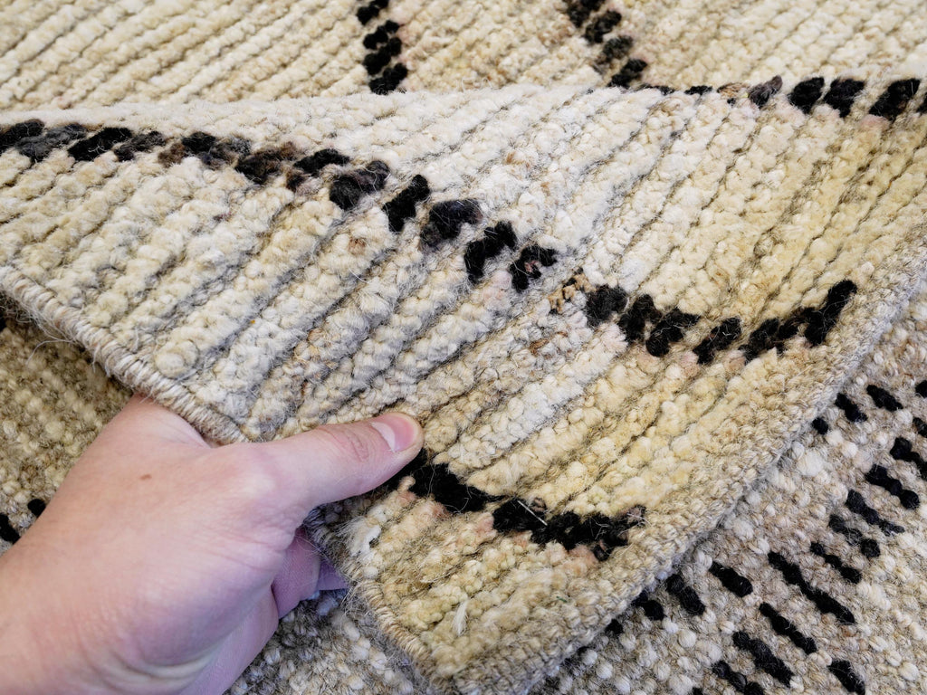 10x14 Ft Beige Moroccan Rug - Afghan Handmade Wool Rug - Contemporary Design