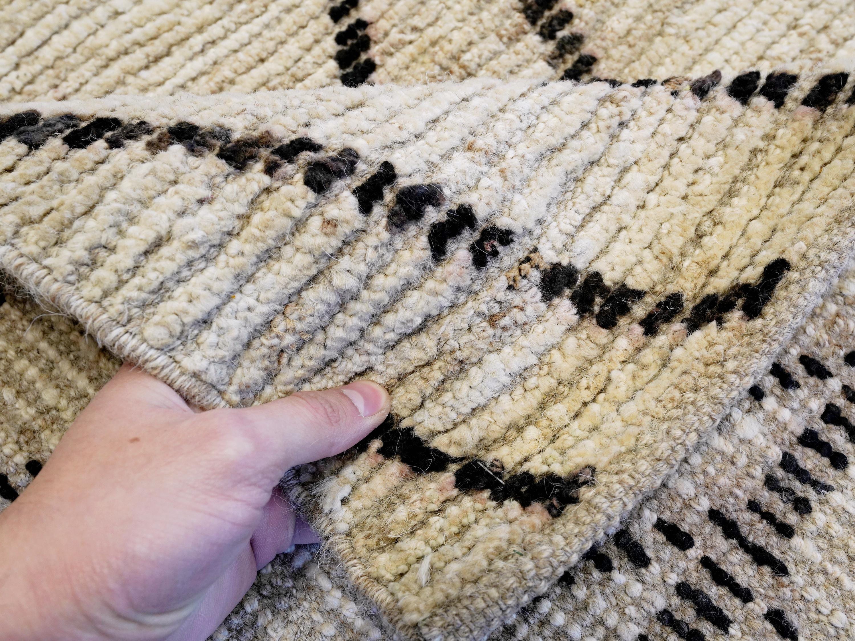 10x14 Ft Beige Moroccan Rug - Afghan Handmade Wool Rug - Contemporary Design