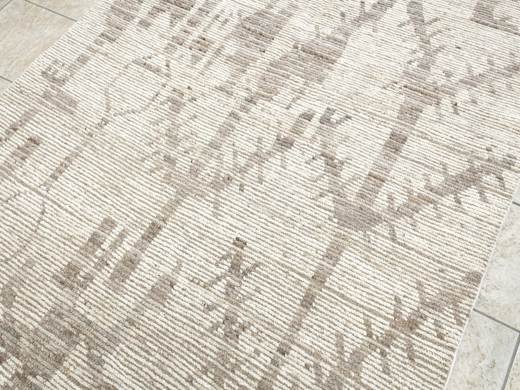 5x16 Ft Beige Moroccan Runner Rug - Hand-Knotted Afghan Wool