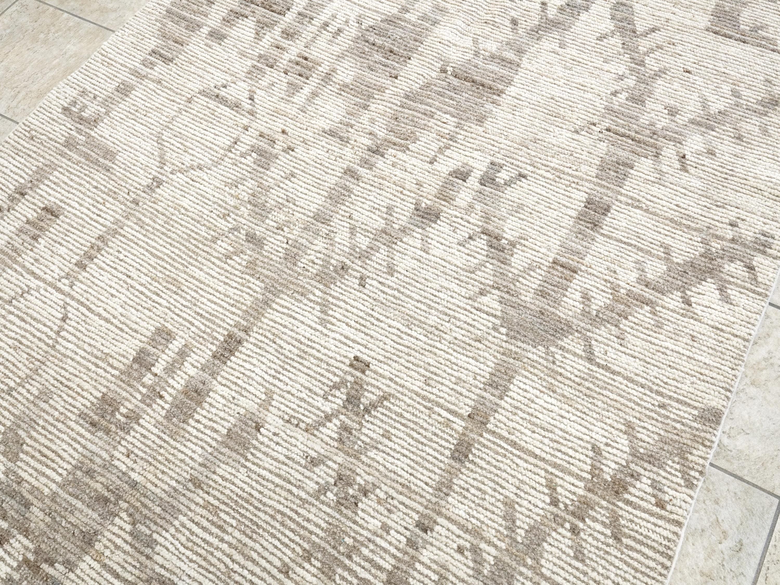 5x16 Ft Beige Moroccan Runner Rug - Hand-Knotted Afghan Wool
