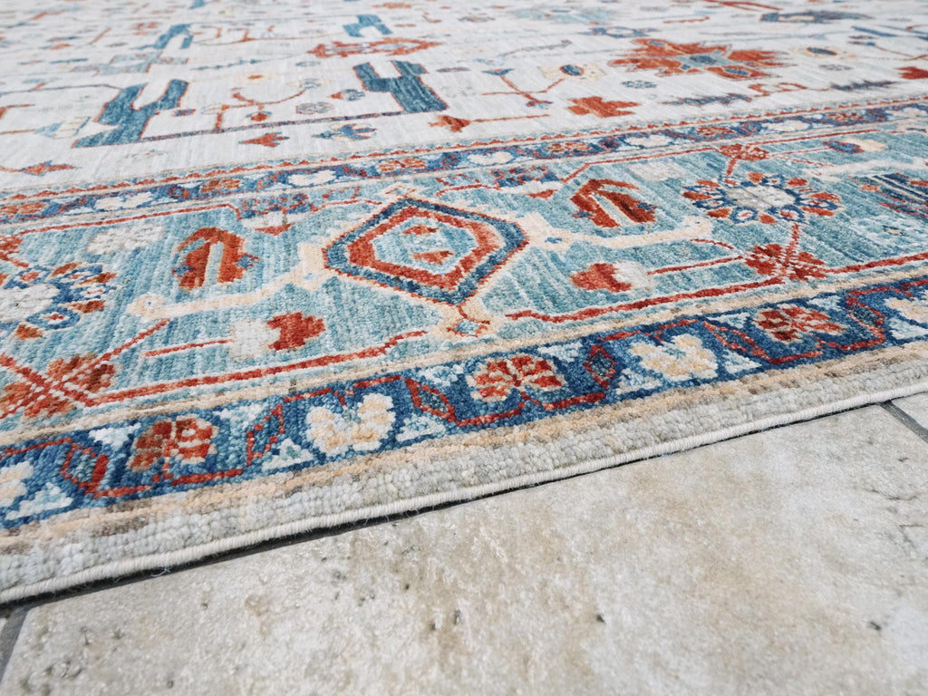 9x12 Ft Blue & Gray Heriz Rug - Afghan Wool Area Rug