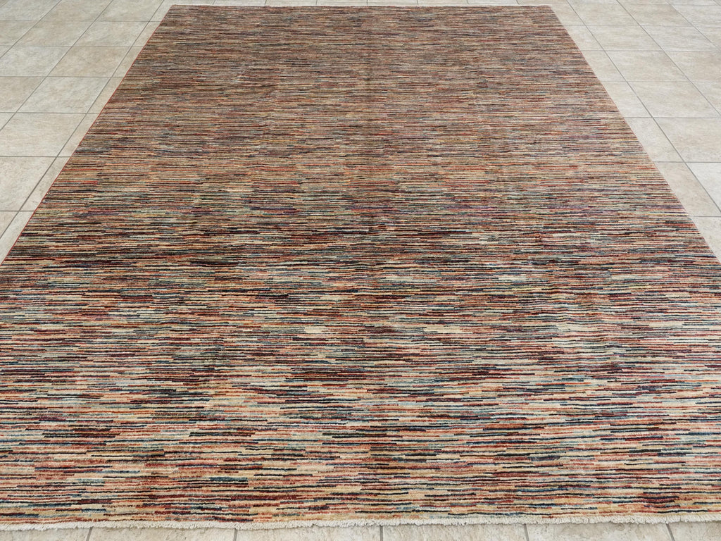 8x10 Ft Hand Knotted Gabbeh Rug - Striped Area Rug