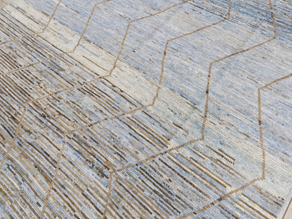 9x12 Ft Blue Moroccan Rug - Hand Knotted Area Rug