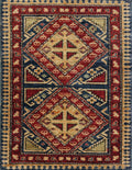 2x3 Ft Handmade Afghan Heriz Rug - Blue Wool Accent Rug