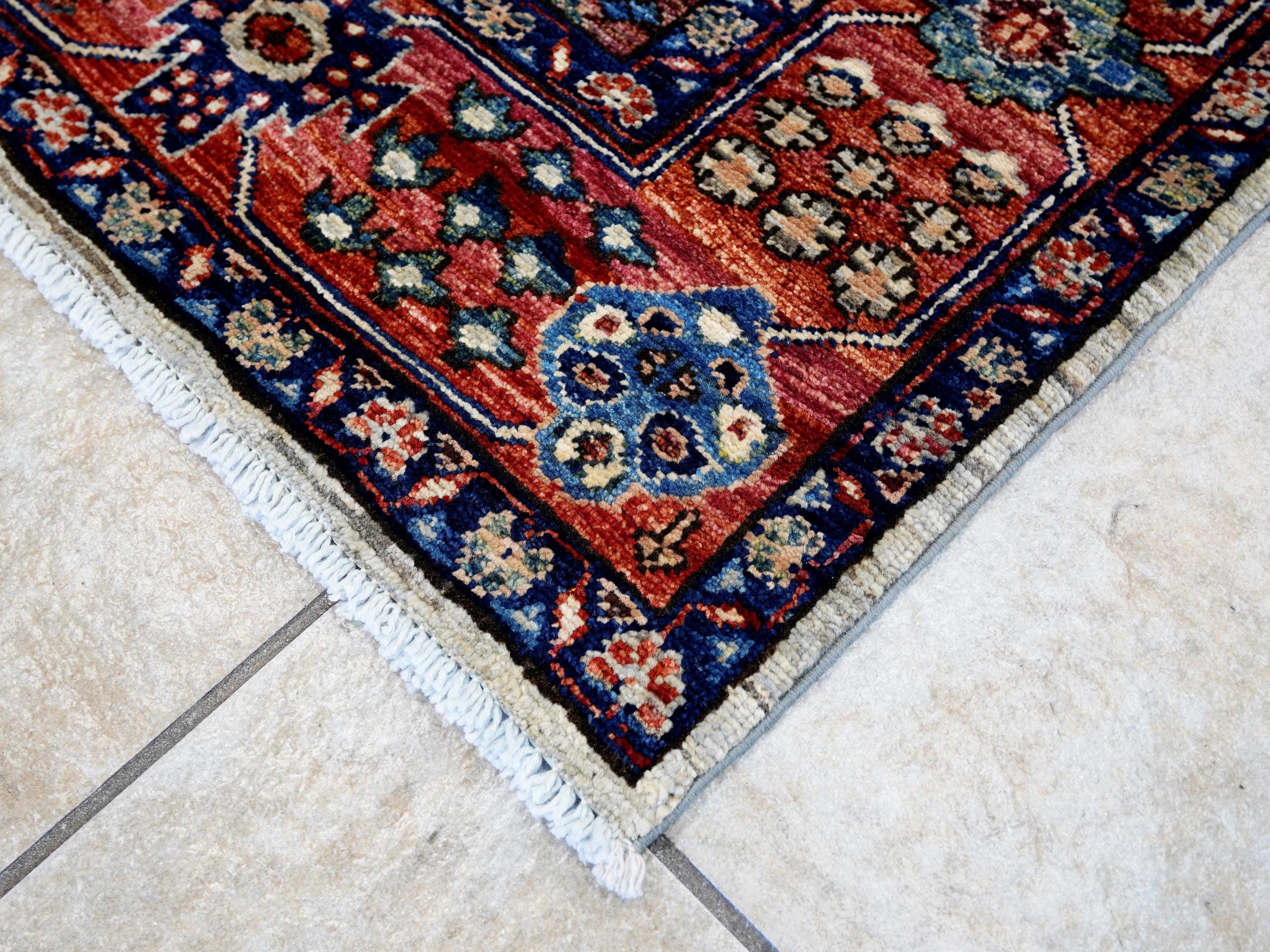 3x5 Ft Red & Gray Kazak Rug - Handmade Afghan Rug