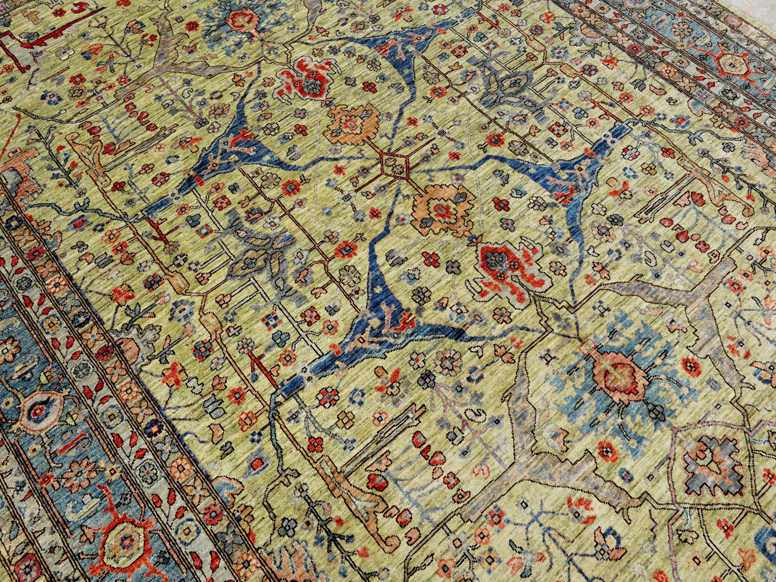 9x12 Ft Green Bidjar Rug - Afghan Oriental Area Rug