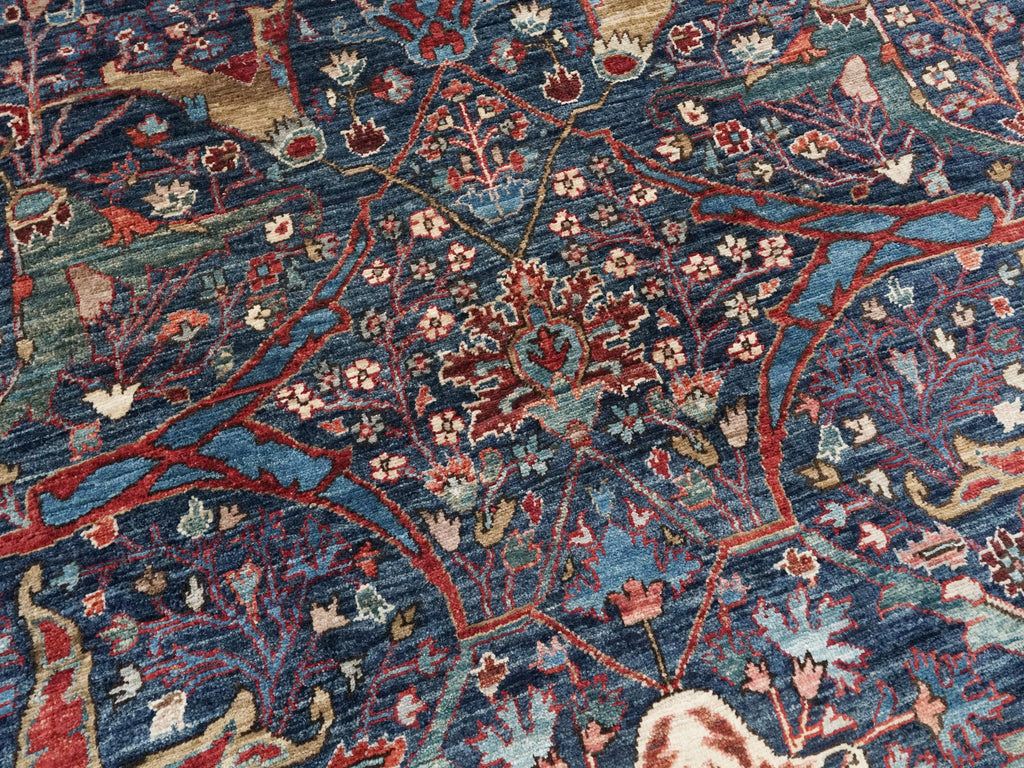 12x15 Afghan Serapi Rug - Hand Knotted Wool - Blue Oriental Design