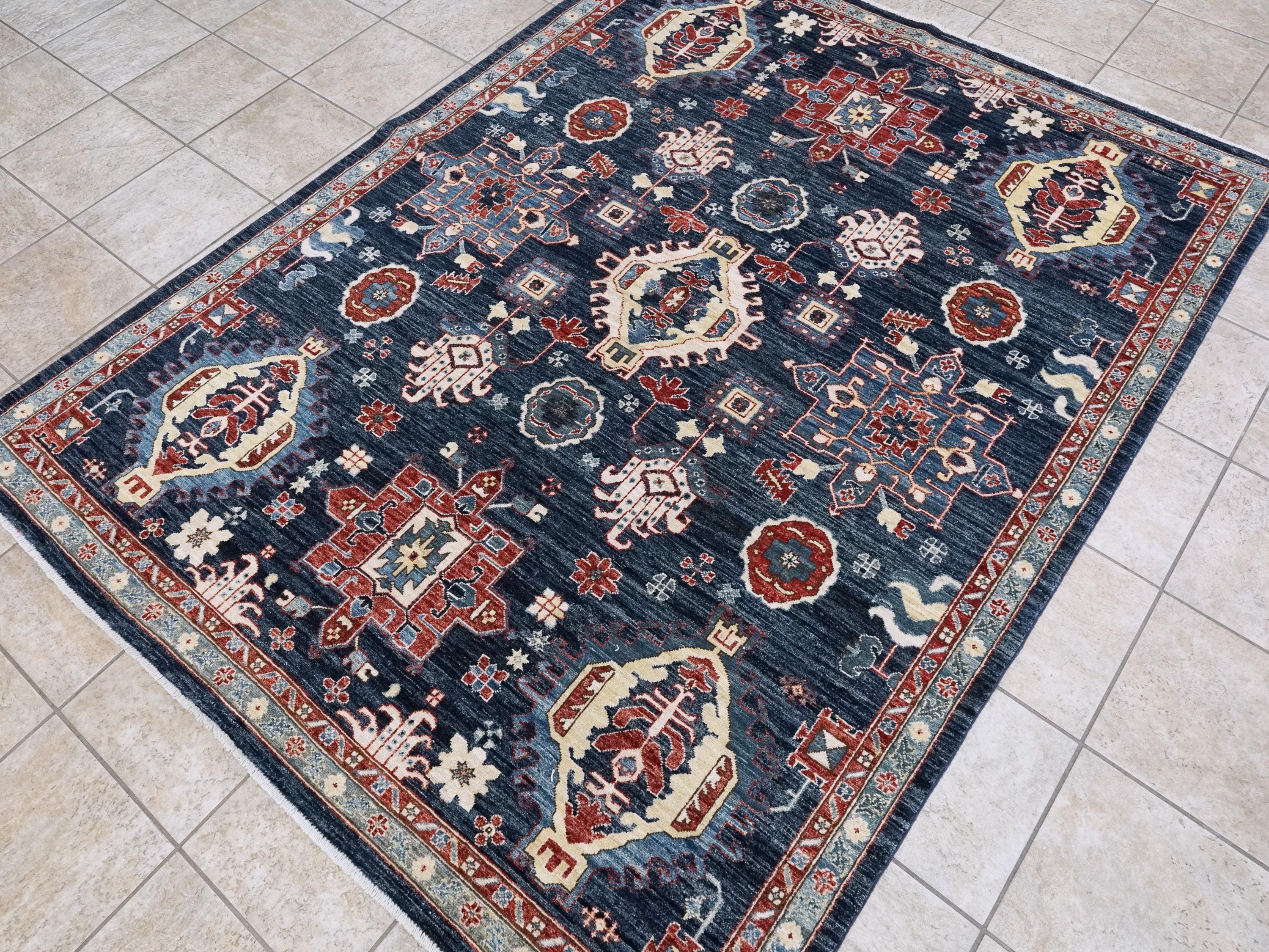 6x8 Ft Blue Bidjar Rug - Hand Knotted Oriental Area Rug