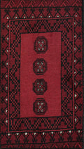 2x3 Ft Red Khal Mohammadi Rug - Hand Knotted Turkmen Wool Rug