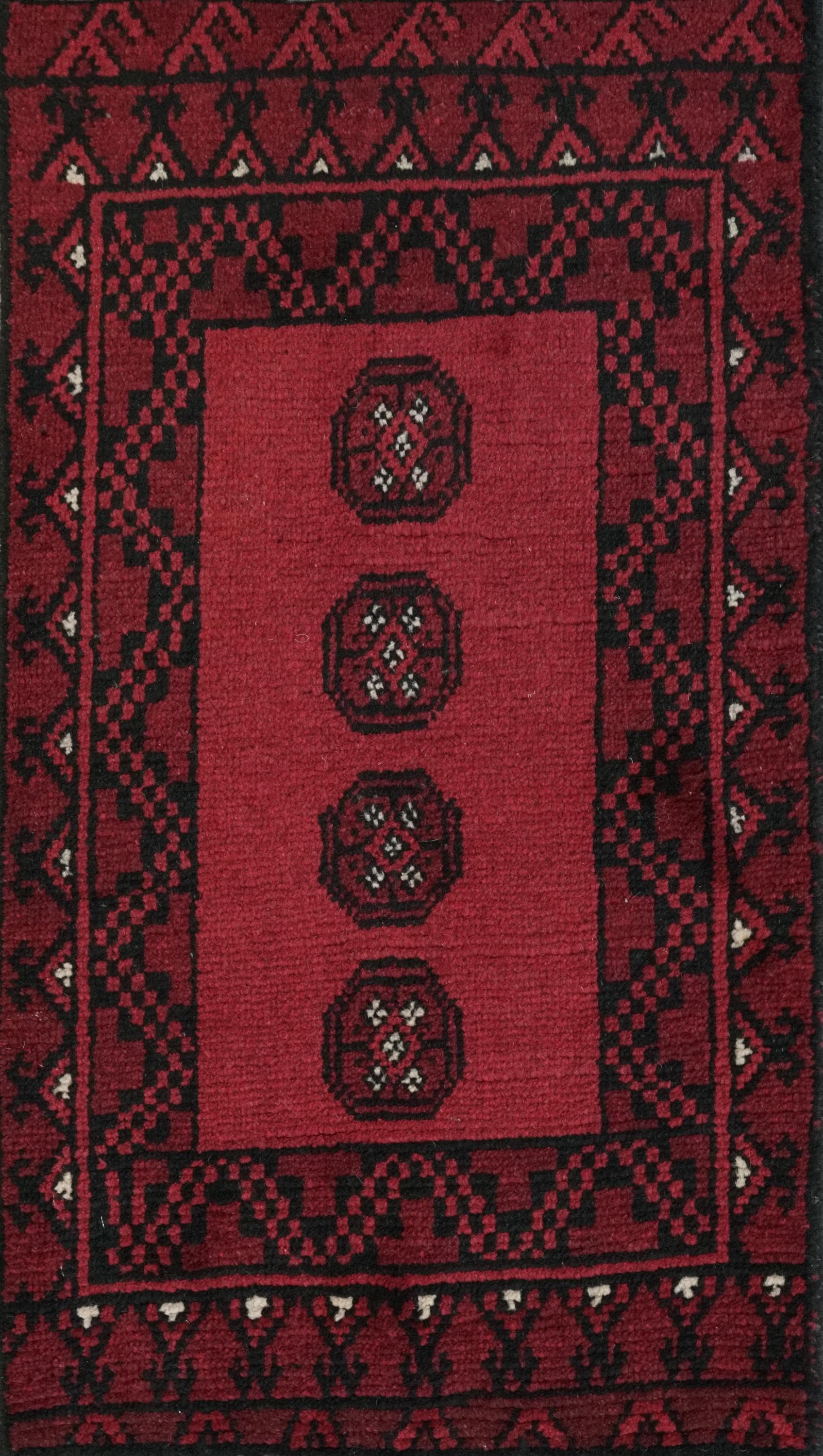 2x3 Ft Red Khal Mohammadi Rug - Hand Knotted Turkmen Wool Rug