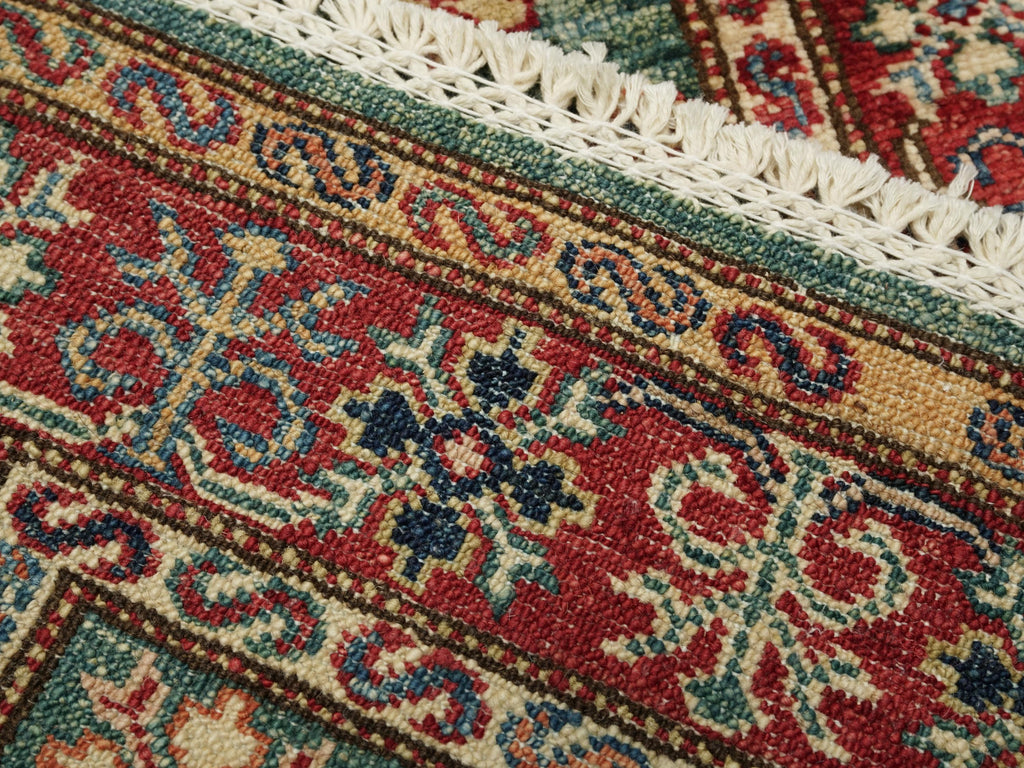 2x3 Ft Green Kazak Rug - Afghan Handmade Area Rug