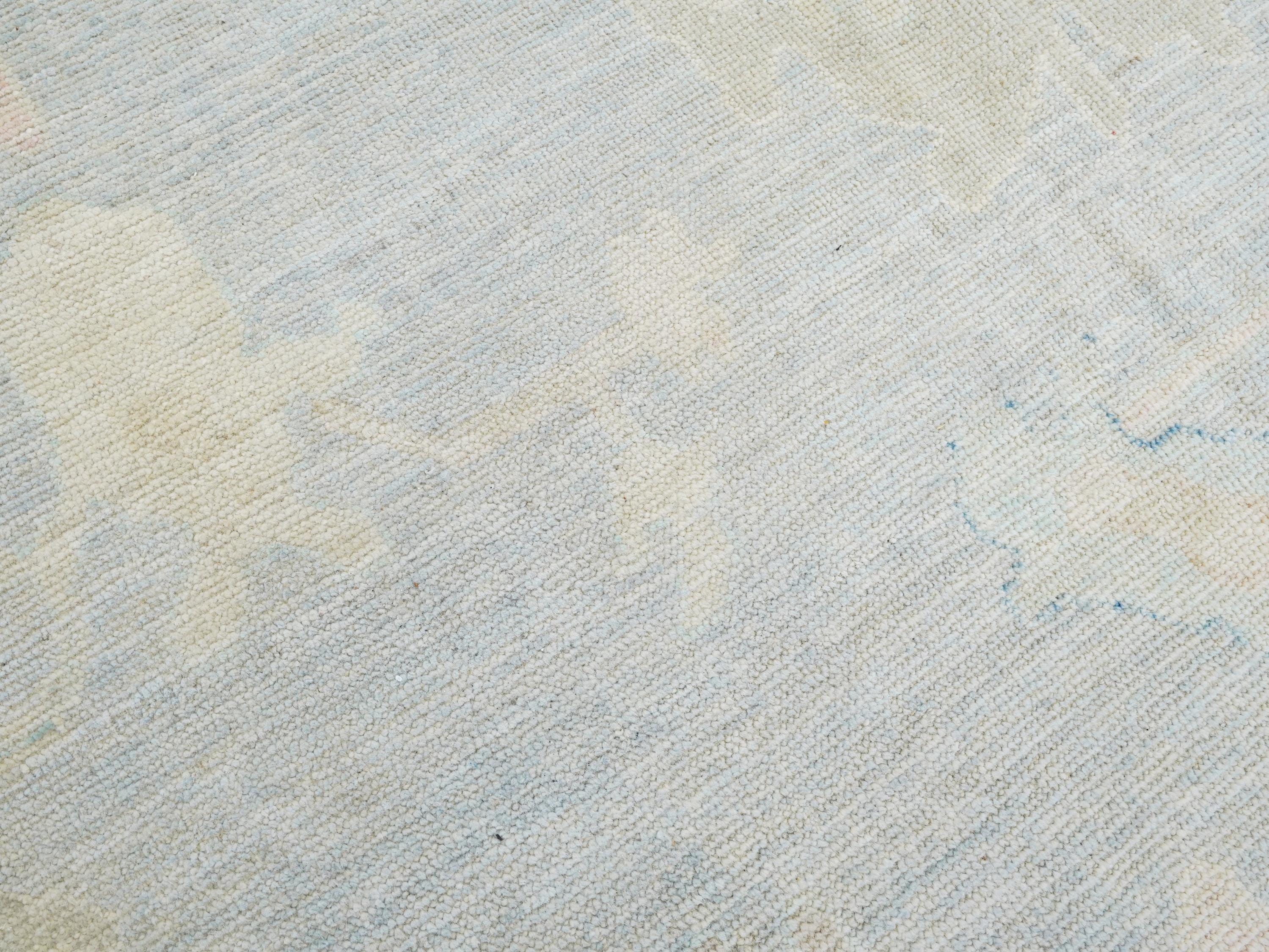 10x14 Ft Muted Blue Ushak Rug - Hand Knotted Wool Area Rug