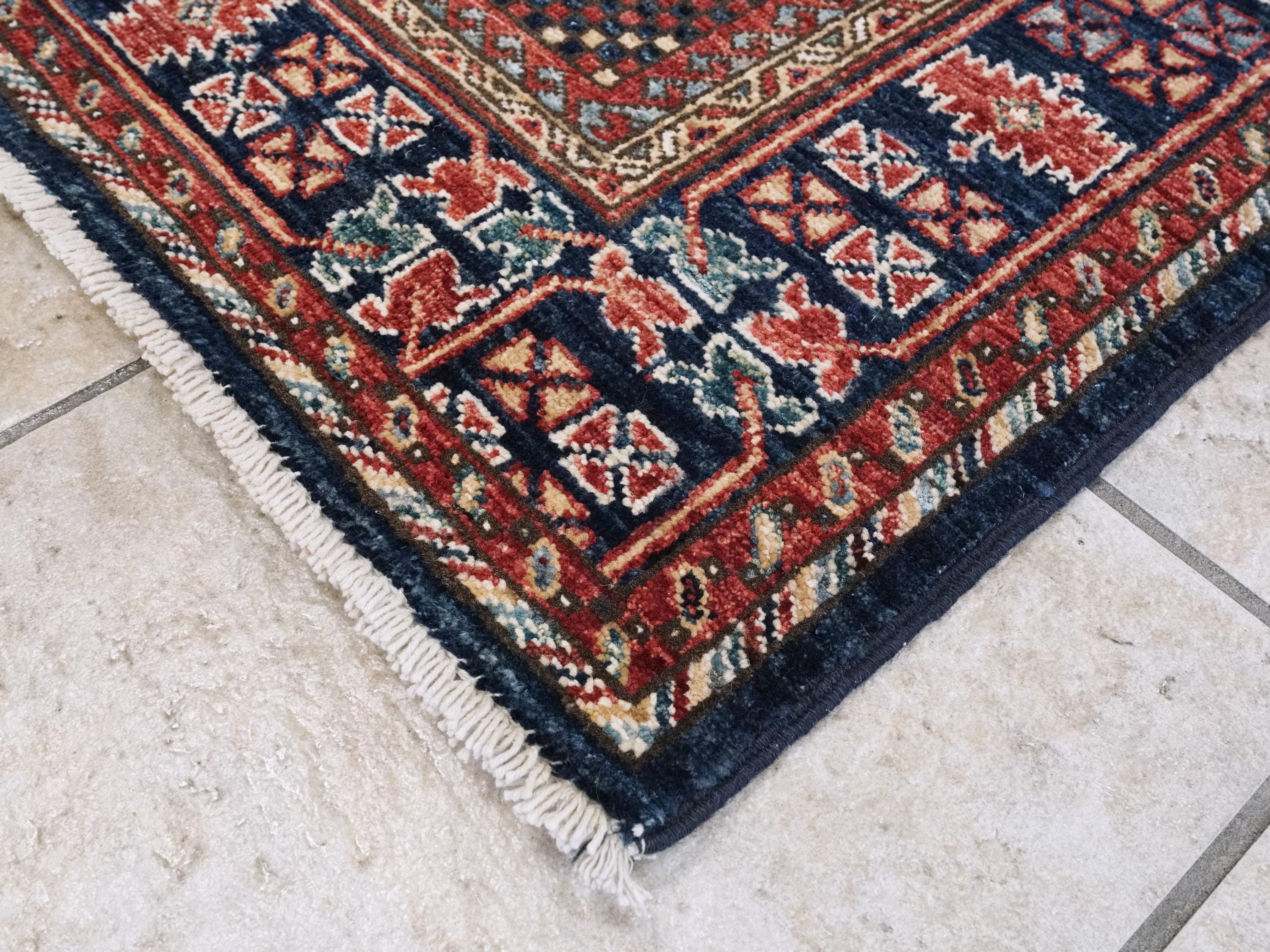 5x7 Ft Blue Heriz Rug - Ghazni Wool Oriental Rug