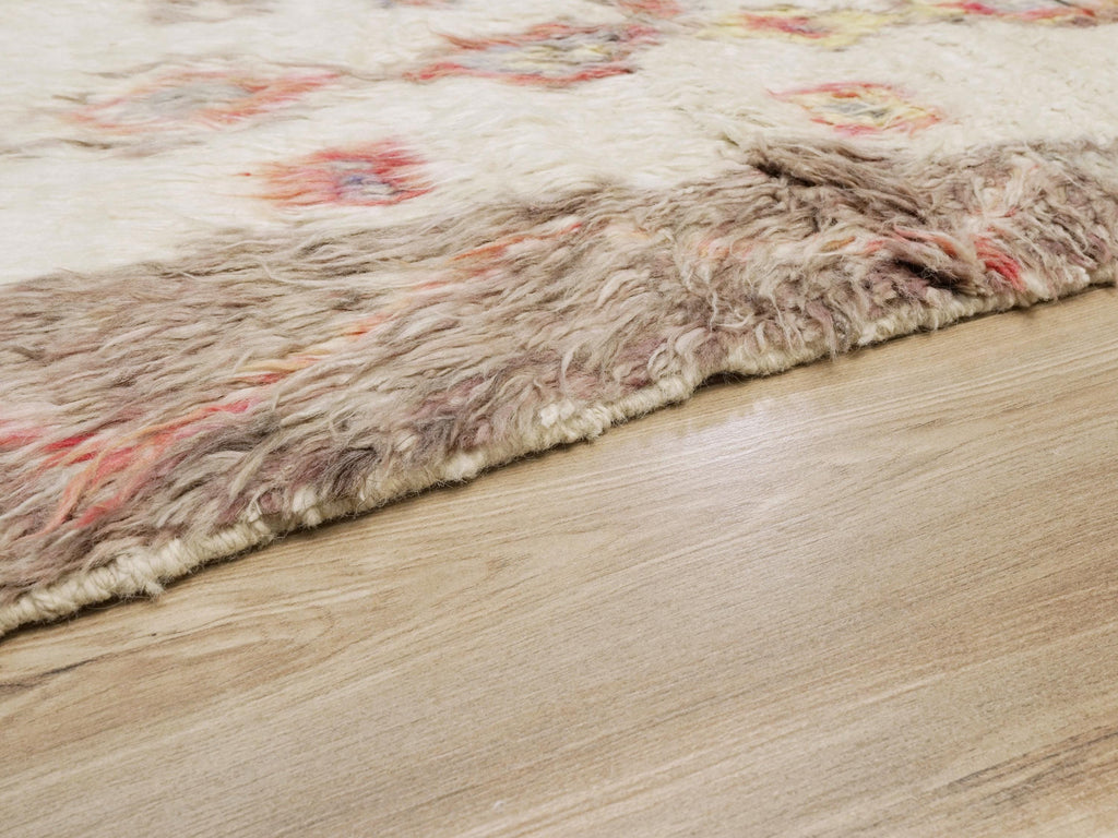 4x6 Ft Hand Knotted Moroccan Rug - Beige Shaggy Rug