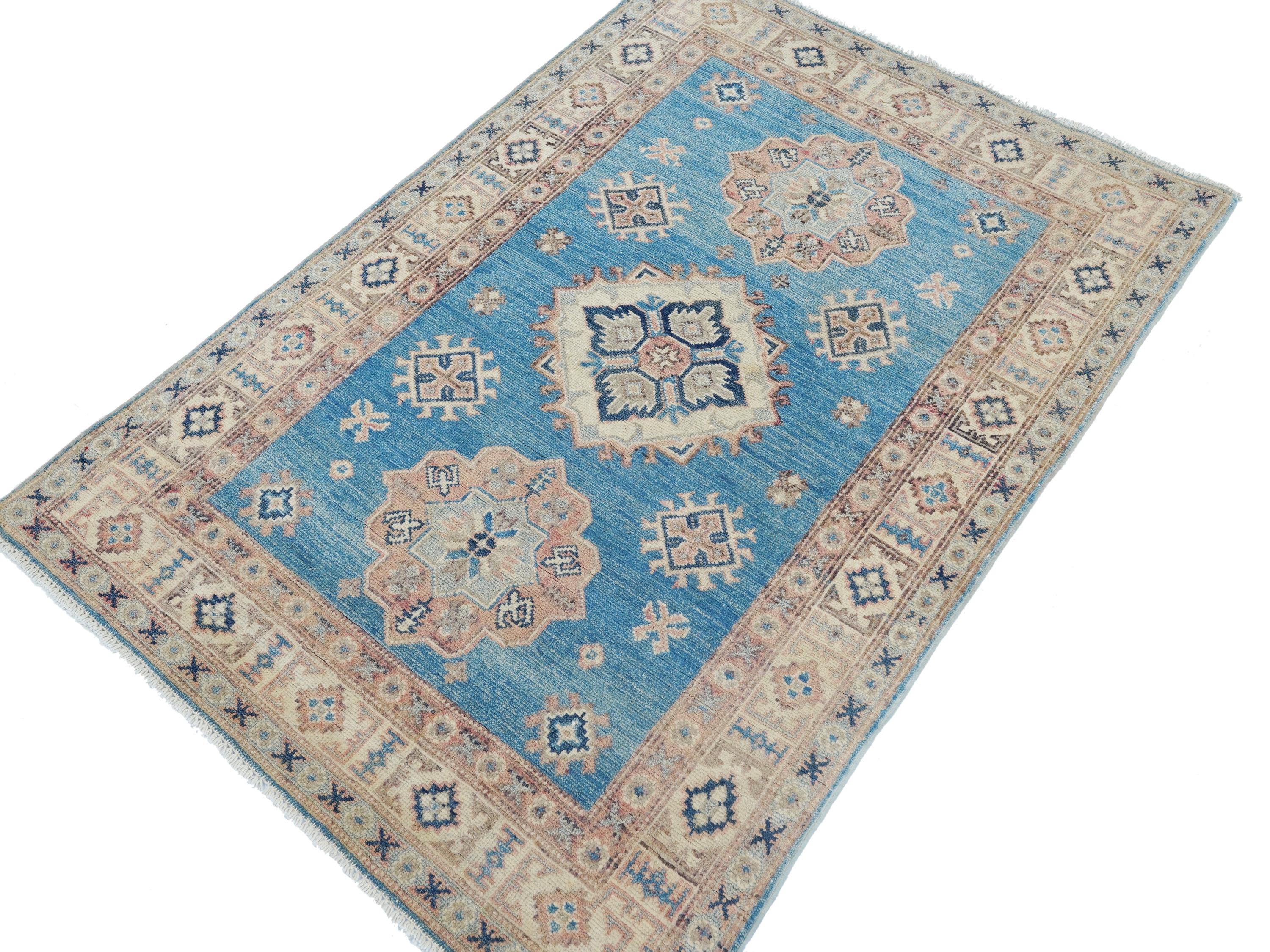 3x5 Ft Blue Serapi Rug - Oriental Wool Antique Rug - Persian Design