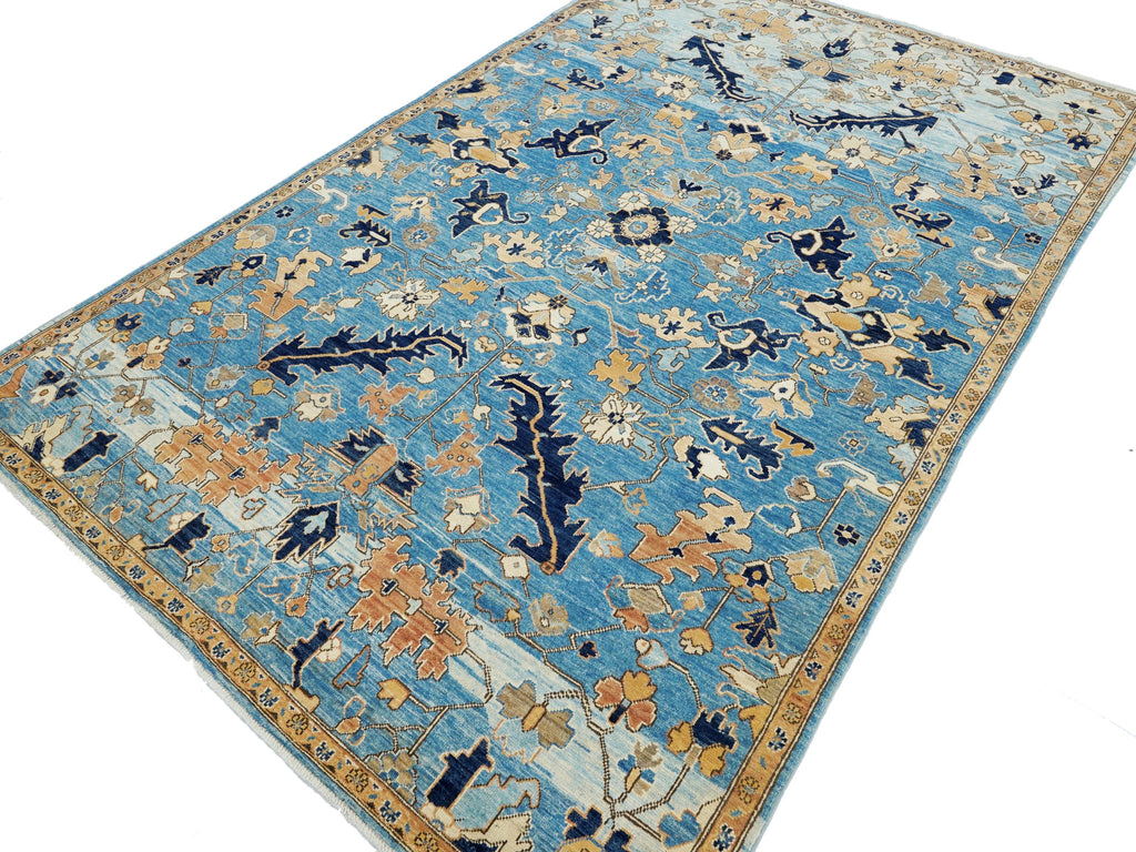 6x9 Ft Hand Knotted Serapi Rug - Blue Persian Antique Rug