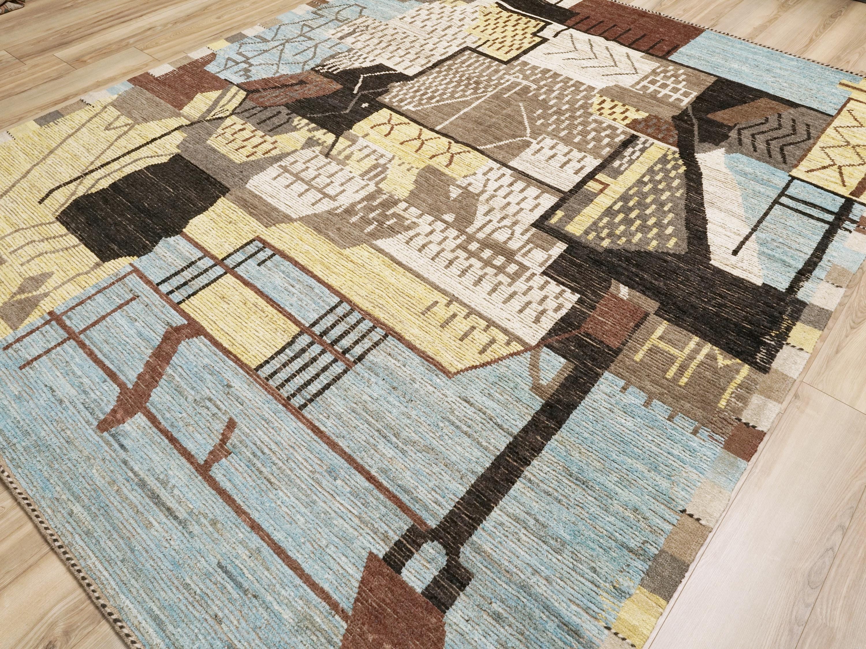 8x10 Ft Moroccan Rug - Afghan Wool Area Rug - Colorful Abstract Design