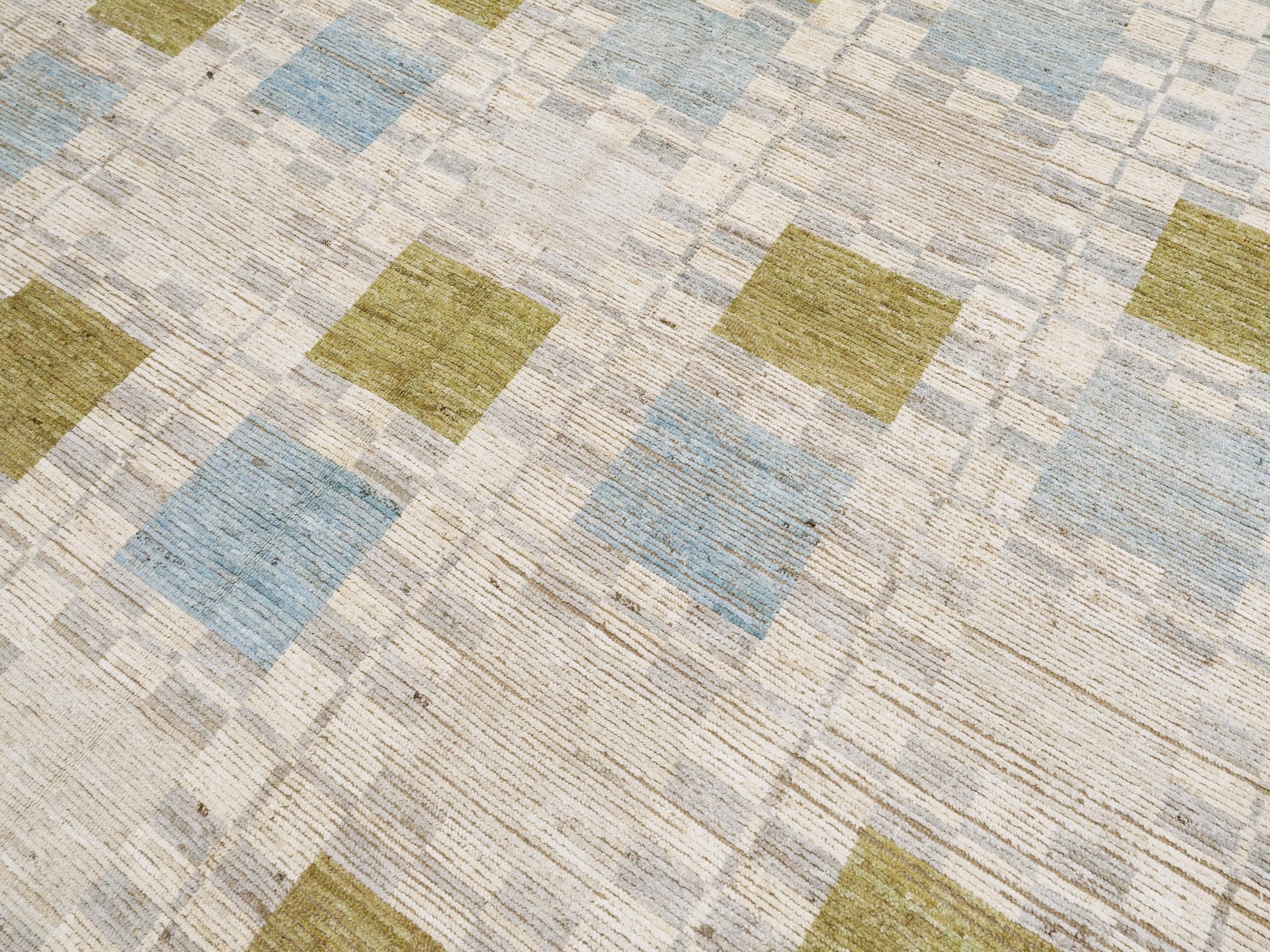 9x12 Ft Blue & Green Moroccan Rug - Afghan Wool Area Rug