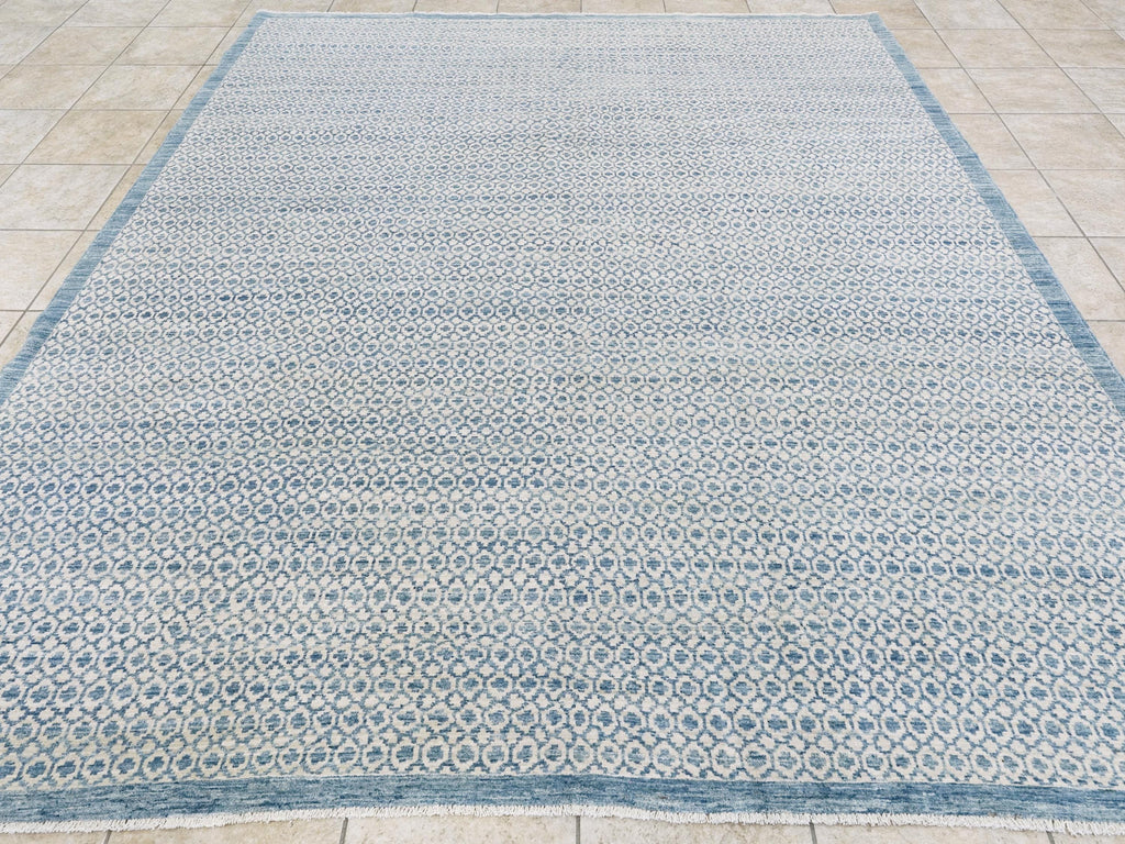 8x10 Ft Blue Gabbeh Rug - Hand Knotted Ghazni Wool Rug