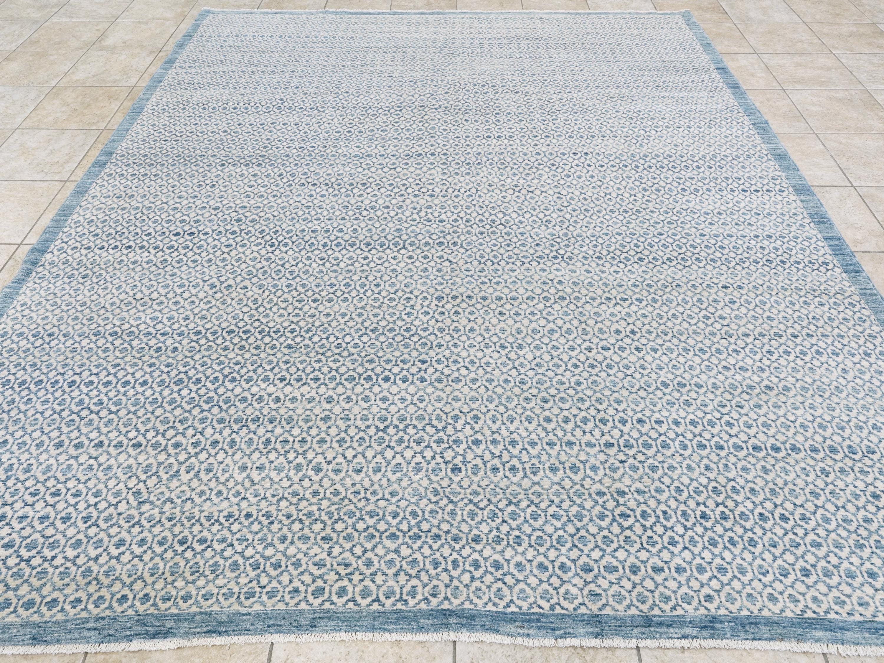 8x10 Ft Blue Gabbeh Rug - Hand Knotted Ghazni Wool Rug