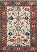 6x9 Ft Red & Beige Serapi Rug - Oriental Area Rug - Floral Design