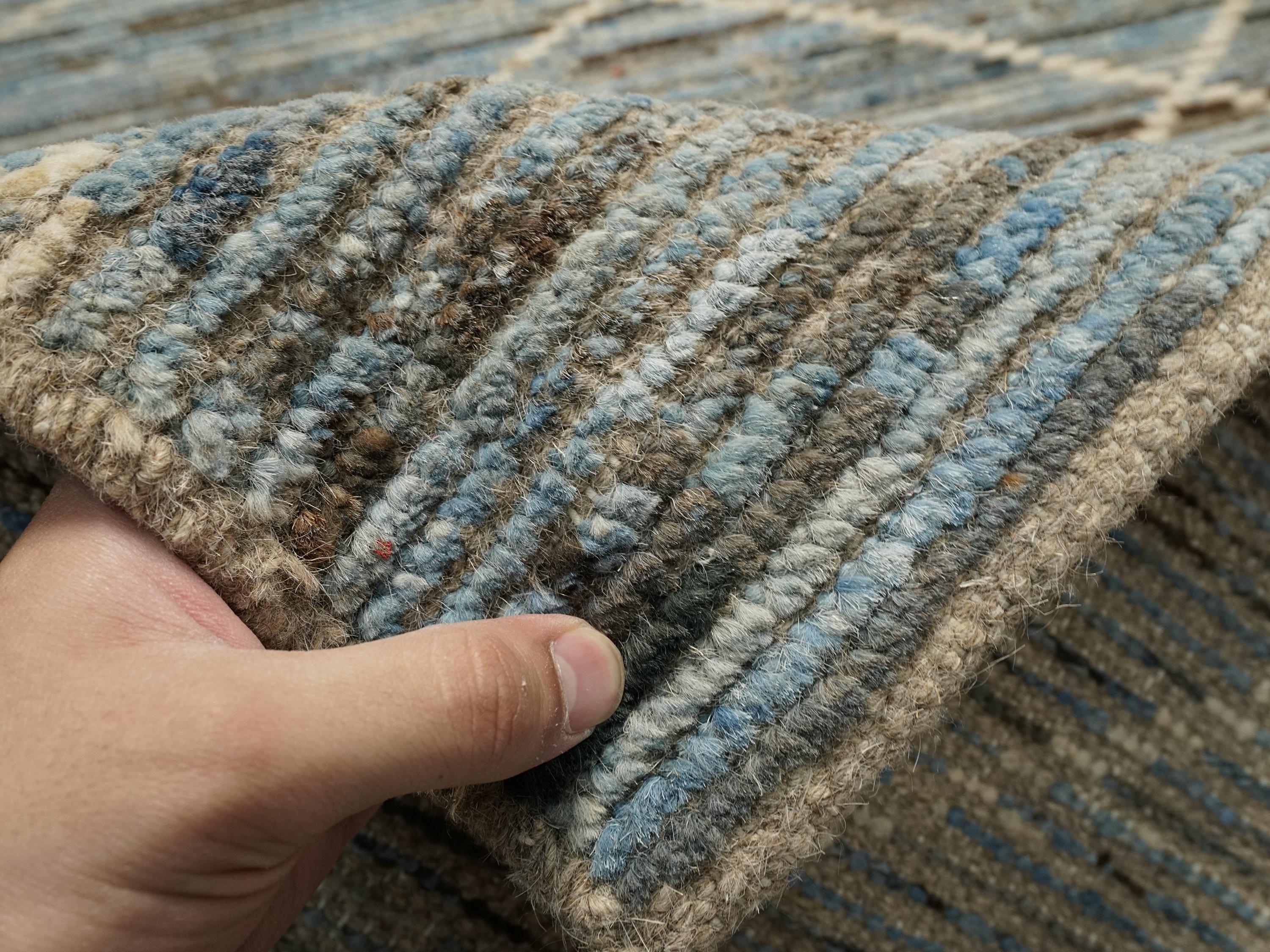 10 Ft Light Blue Moroccan Runner Rug - Afghan Handmade Rug