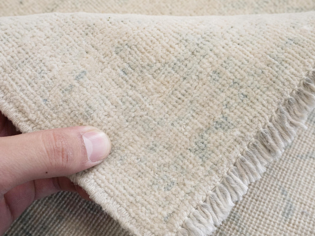2x6 Ft Hand Knotted Beige Heriz Rug - Afghan Wool Runner