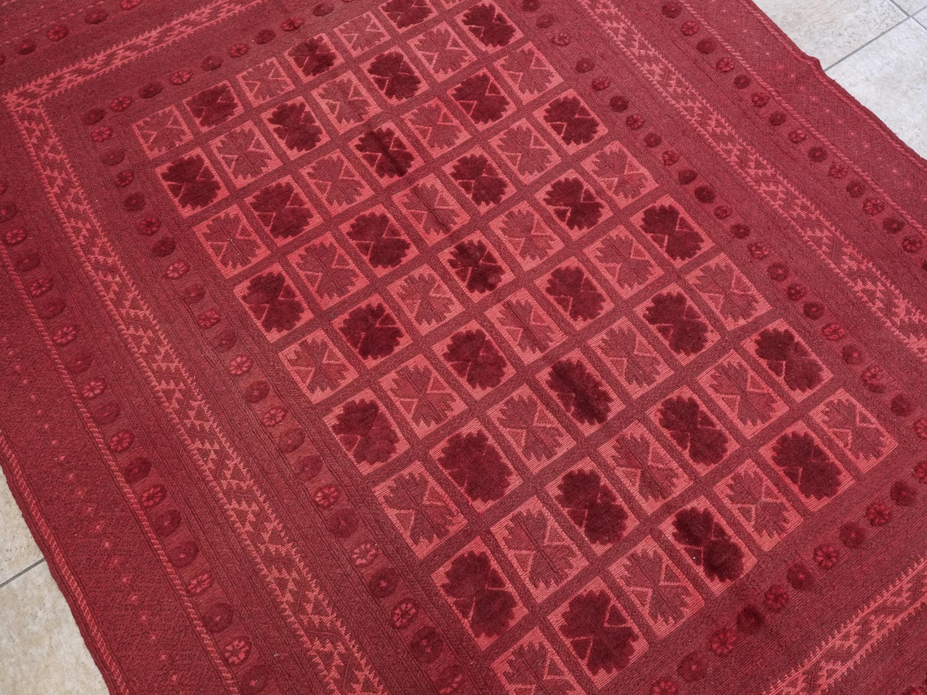 Vintage Red Tribal Kilim Rug - 6x8 Ft Hand Knotted Afghan Wool