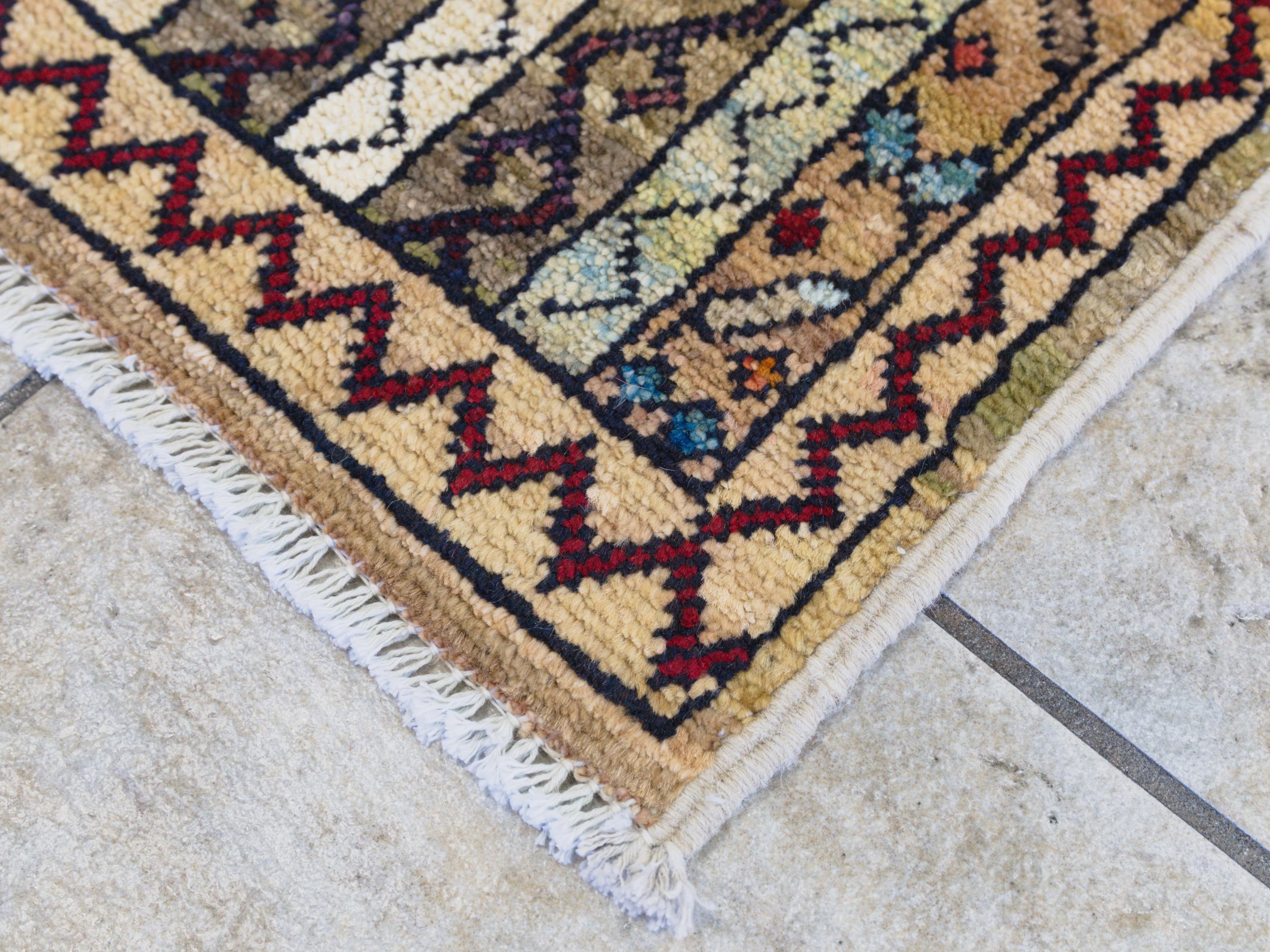 1x2 Ft Beige Khorjin Rug - Wool Accent Rug
