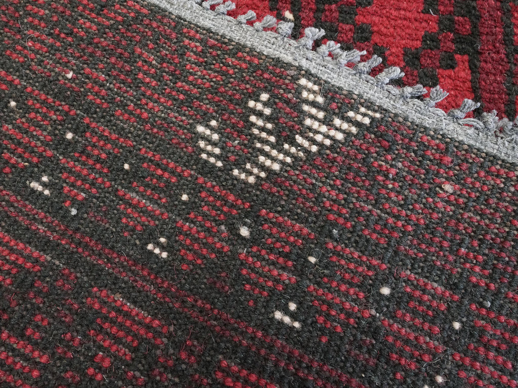 2x3 Ft Red Ersari Rug - Hand Knotted Afghan Wool Rug