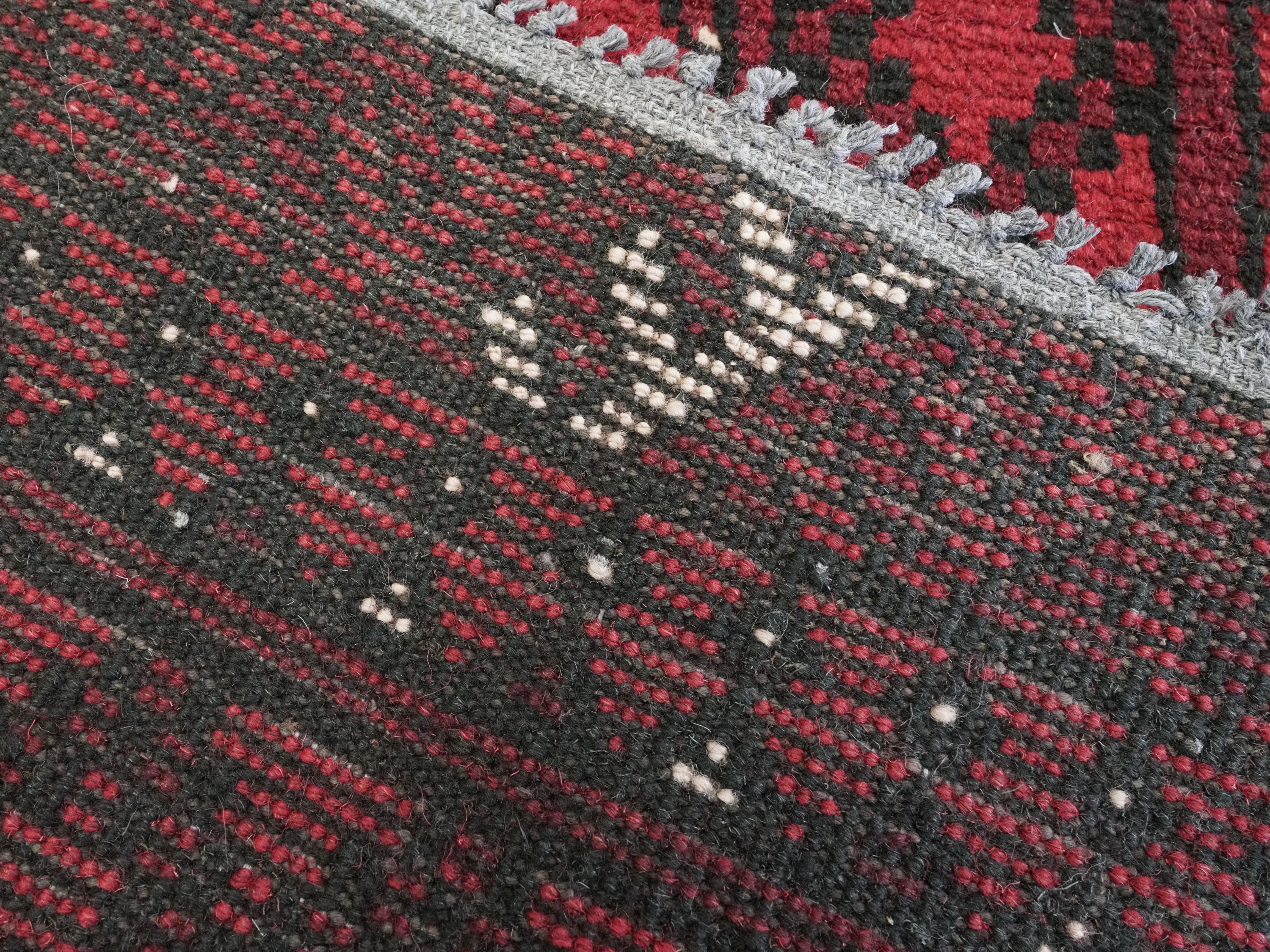 2x3 Ft Red Ersari Rug - Hand Knotted Afghan Wool Rug