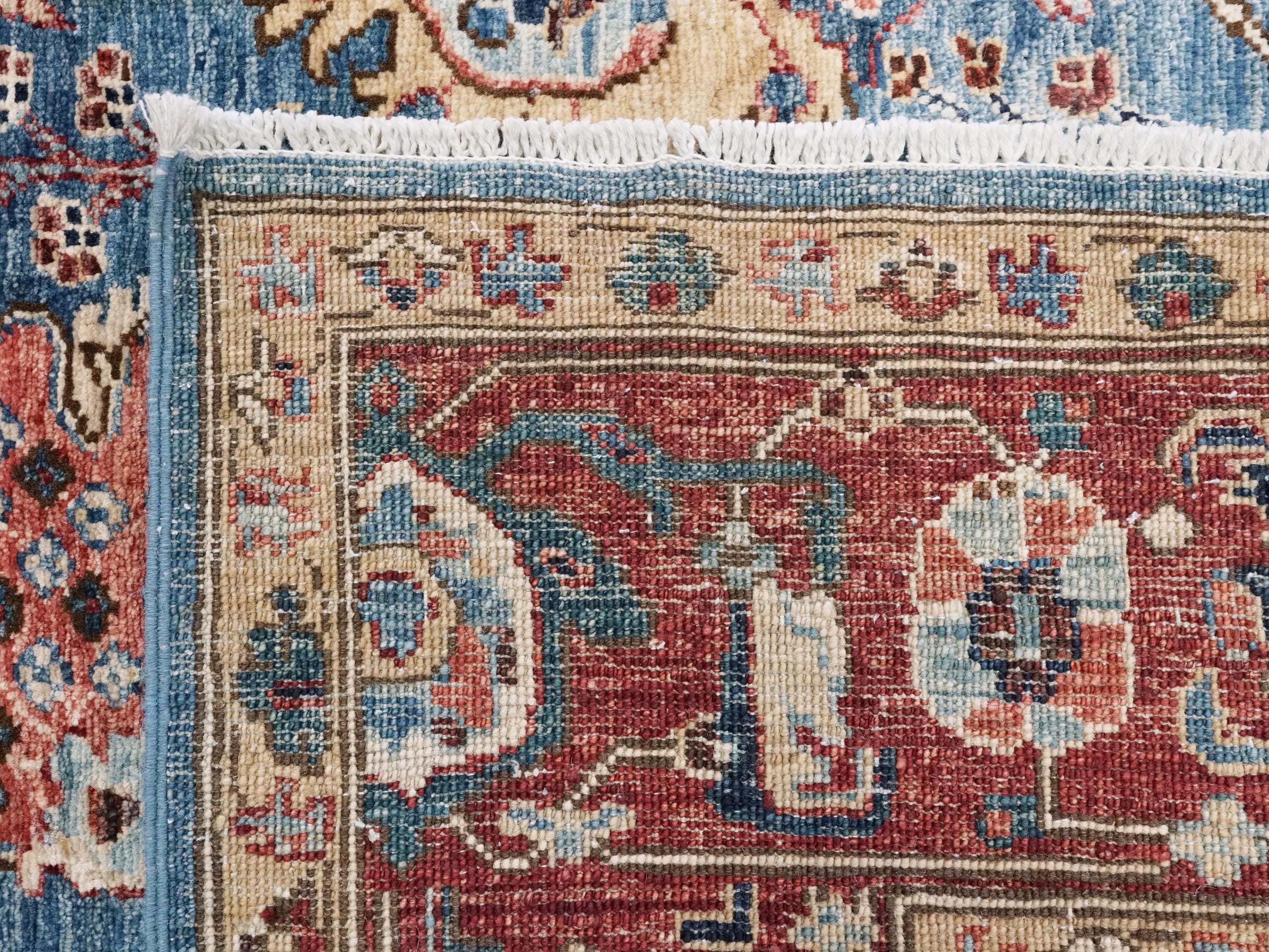 6x9 Ft Red & Blue  Serapi Rug - Afghan Oriental Rug - Persian Design