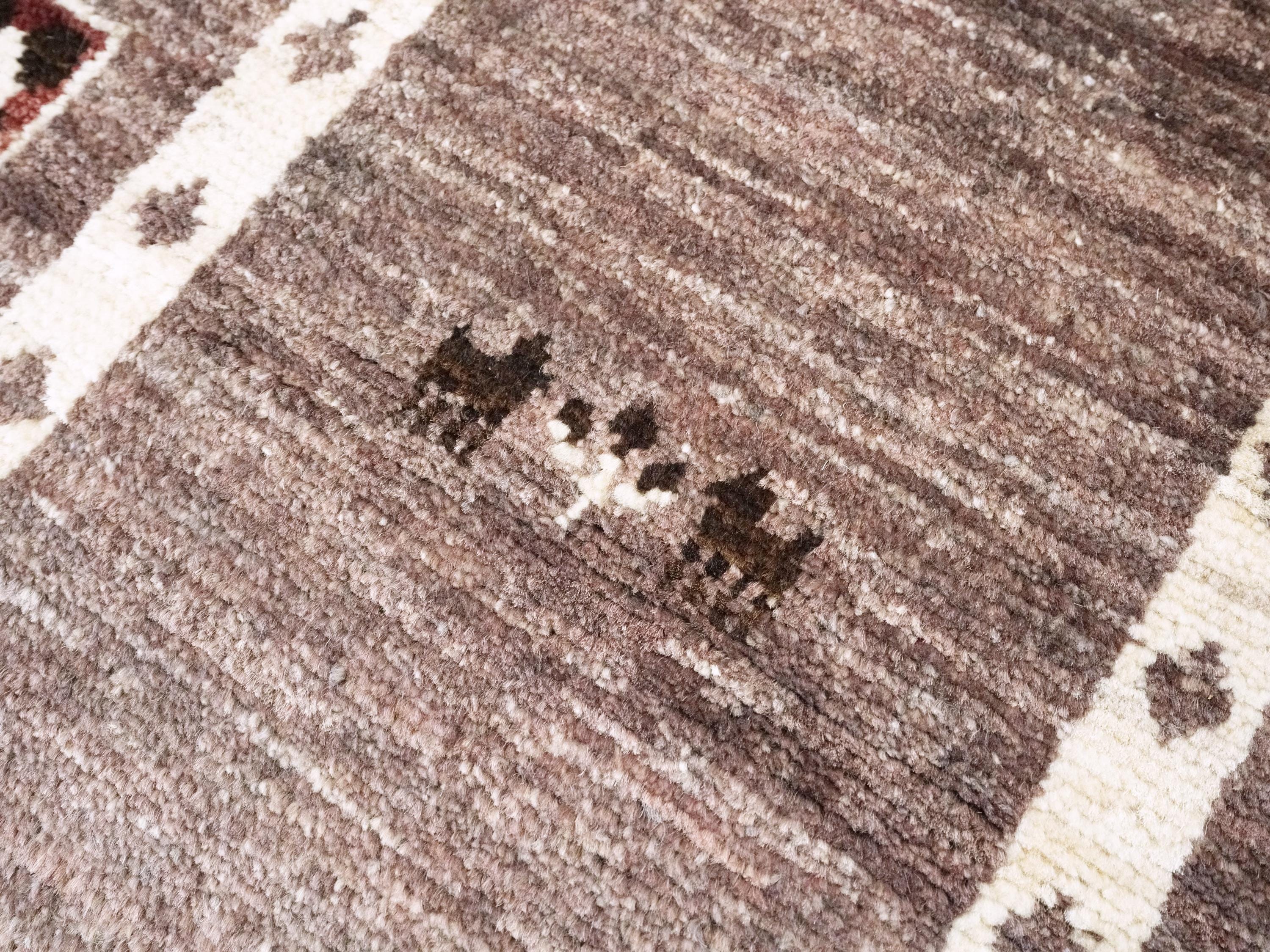 2x3 Ft Brown Gabbeh Rug - Tribal Hand Knotted Wool Rug