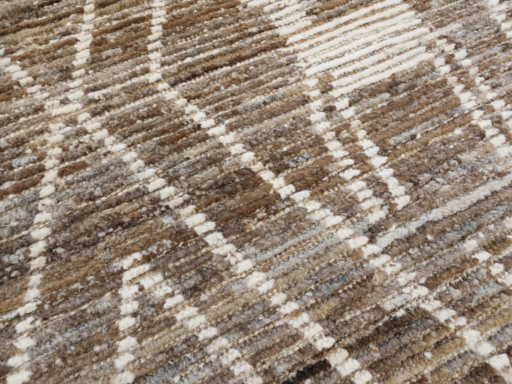 5x19 Ft Afghan Wool Rug - Hand Knotted Brown Moroccan Runner Rug