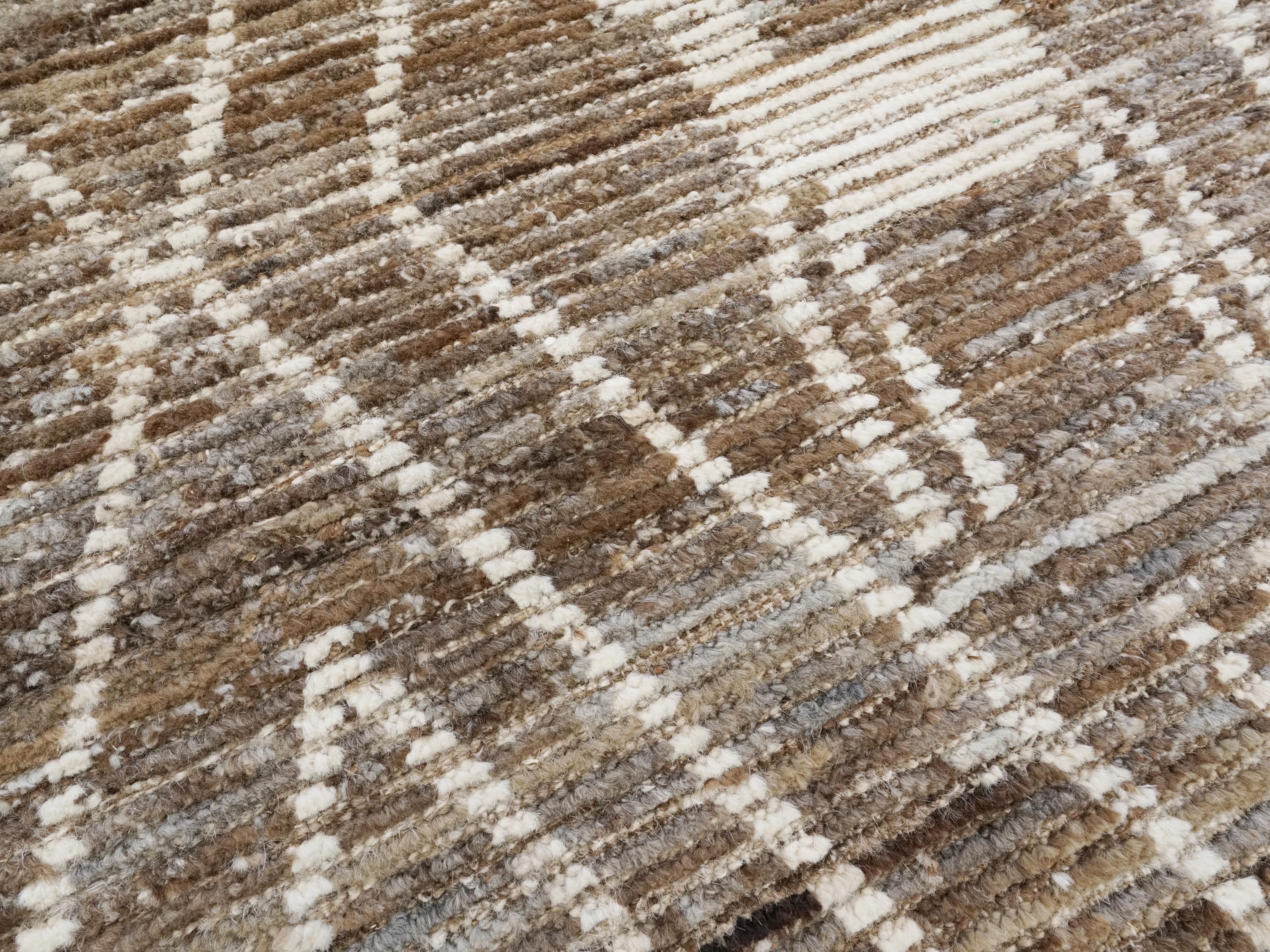 5x19 Ft Afghan Wool Rug - Hand Knotted Brown Moroccan Runner Rug