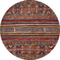 4x4 Ft Red Khorjin Rug - Hand Knotted Ghazni Wool Round Rug