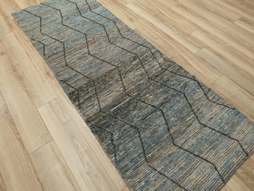 10 Ft Blue Moroccan Runner Rug - Afghan Handmade Rug