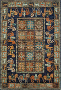2x4 Ft Blue Mamluk Rug - Hand Knotted Oriental Rug