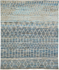 8x10 Ft Blue & White Moroccan Rug - Hand Knotted Wool Area Rug