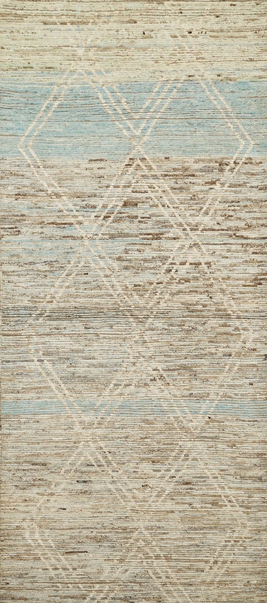 10 Ft Handmade Beige Moroccan Runner Rug - Afghan Wool Rug