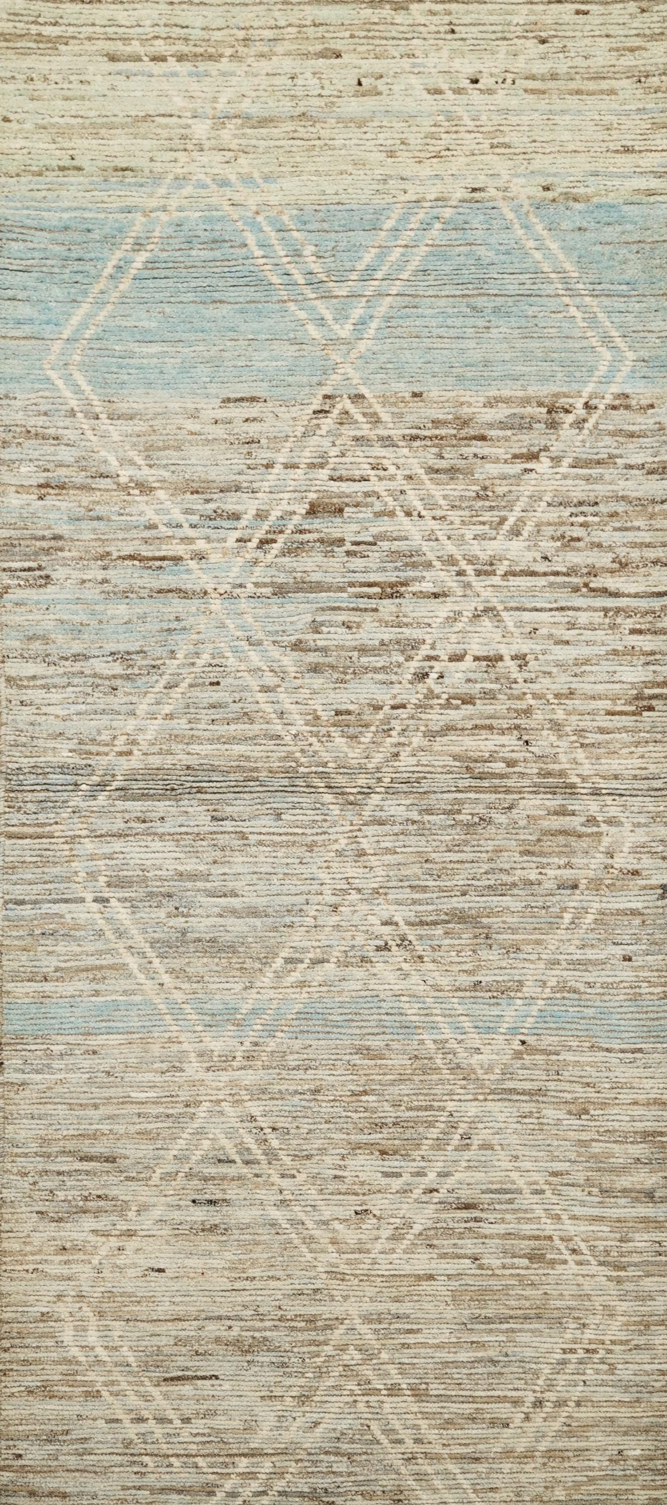 10 Ft Handmade Beige Moroccan Runner Rug - Afghan Wool Rug