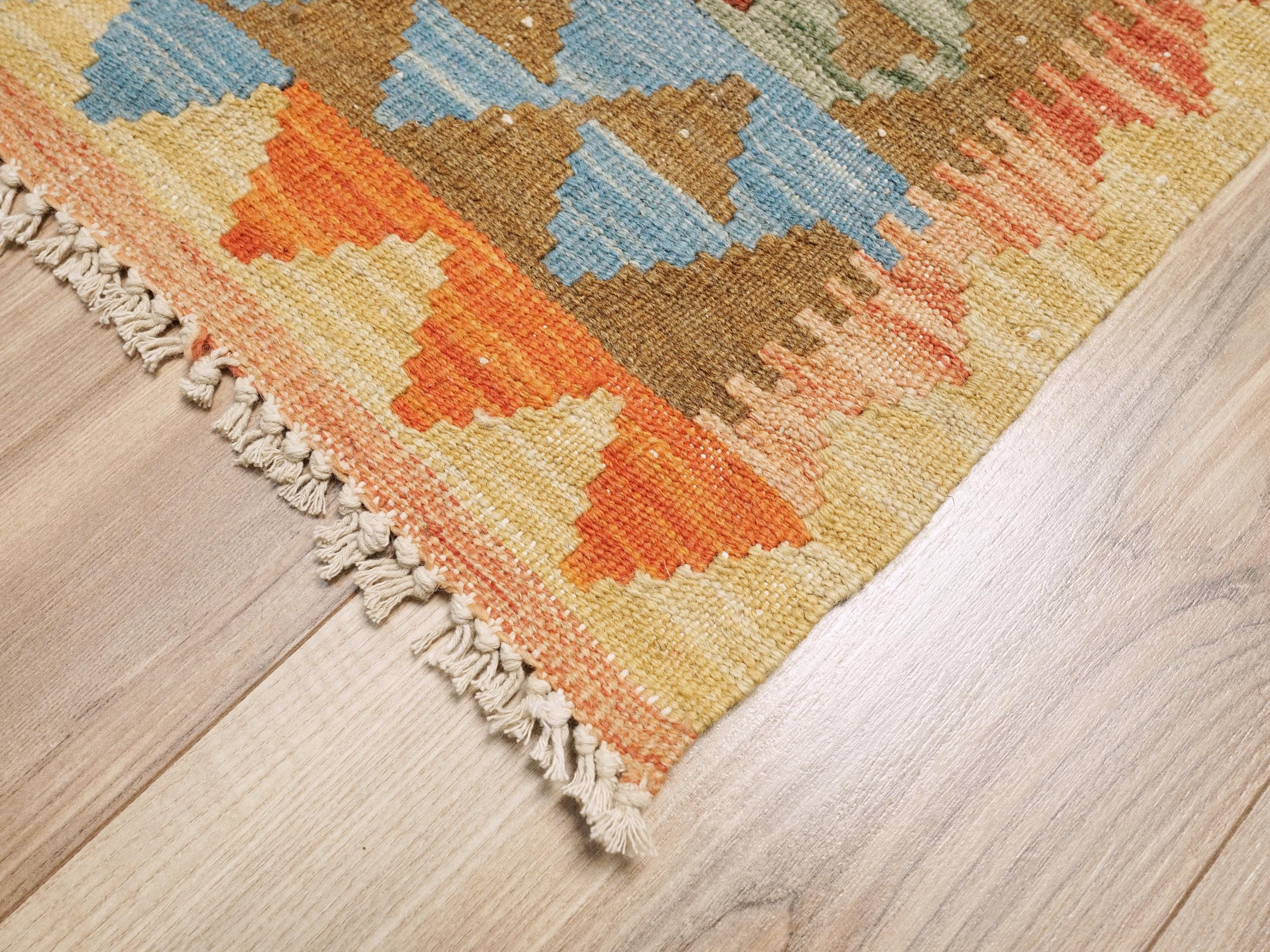 4x6 Ft Wool Kilim Rug - Colorful Flat Weave Tribal Rug