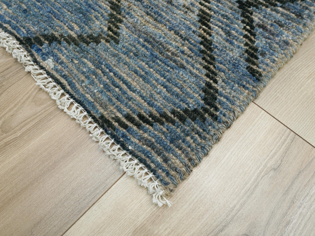 3x5 Ft Blue Moroccan Rug - Hand Knotted Area Rug