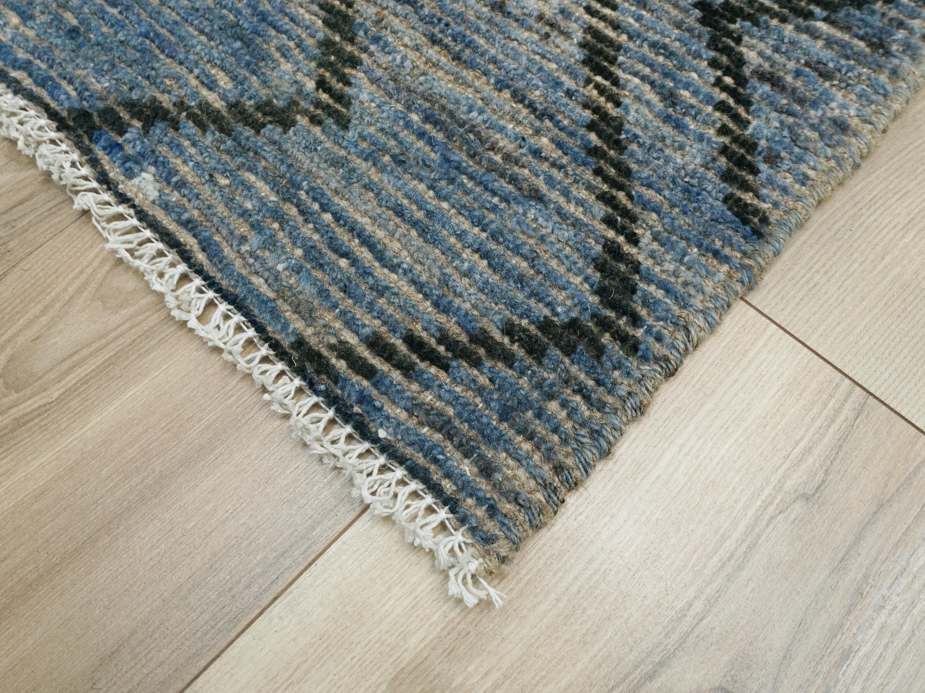 3x5 Ft Blue Moroccan Rug - Hand Knotted Area Rug