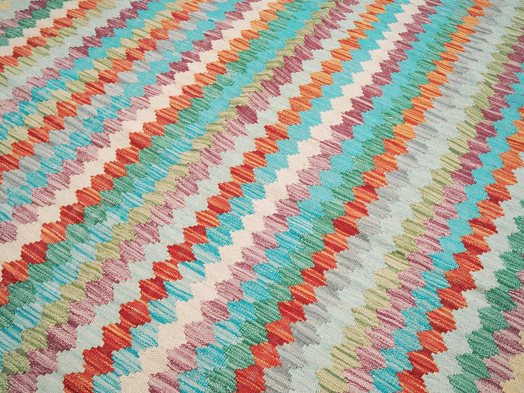 6x8 Ft Maimana Kilim Rug - Colorful Afghan Flat Weave